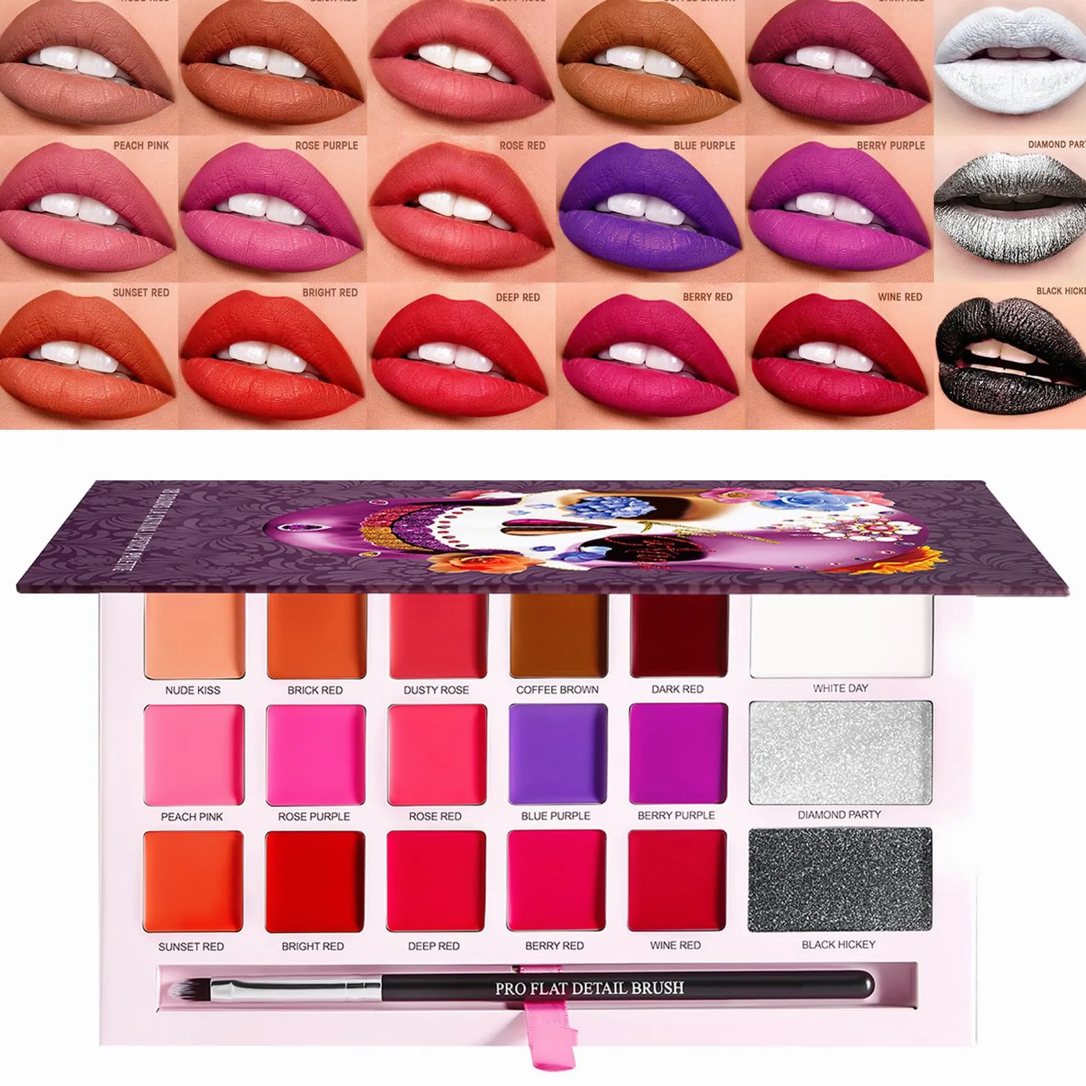 Palette di per donne, per labbra per trucco Rossetto a 18 colori idratante | Cosmetici in costume di Halloween A lungo duratura per la raccolta, le prestazioni