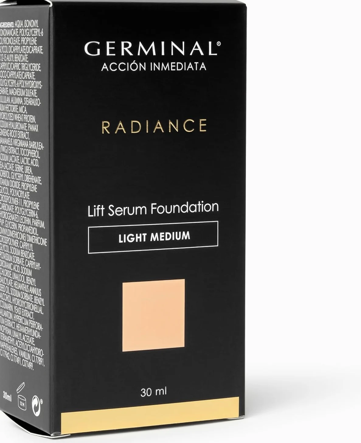 Germinal Fondotinta Lift Serum Foundation Light Medium, 30ml | Con acido ialuronico; idrata, uniforma l'incarnato e dona effetto lifting e luminosità per oltre 12 ore