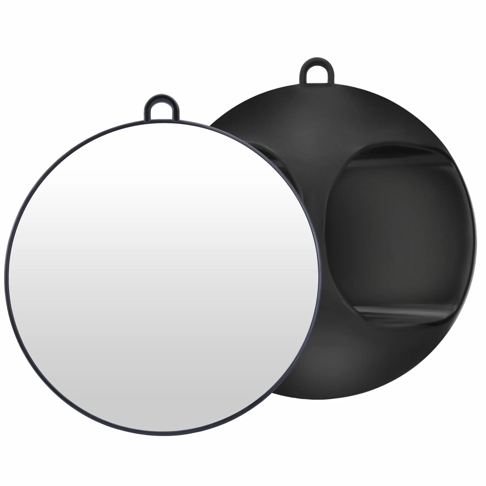 Specchio da Parrucchiere Professionale Portatile, Hand Held Nero Rotondo, Specchio a Mano o da Appendere per Barbiere Saloni ed Estetiste, 28 cm