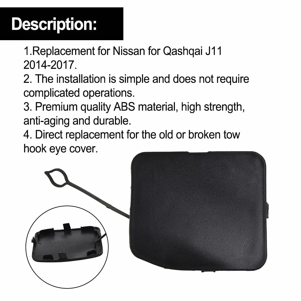 Copertura per occhiello di traino posteriore Nissan Qashqai J11 2014-2017 plastica ABS montaggio diretto