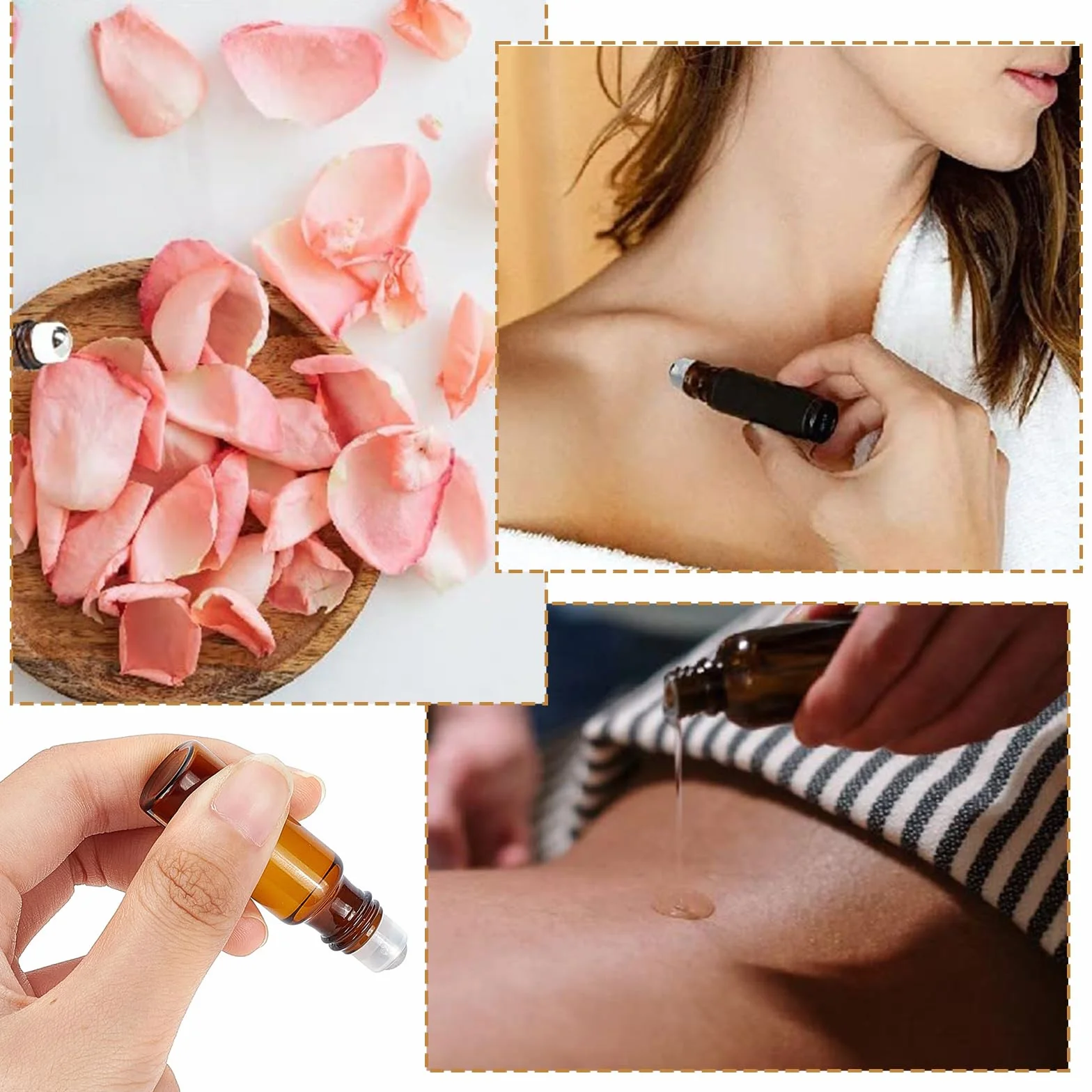 5 ml Roll On Vuoto per Oli Essenziali - 4Pcs Marrone Bottiglie Vuote in Vetro, con Sfera in Acciaio Inossidabile, Boccette Vetro per Aromaterapia, Profumi, Oli Essenziali e Cosmetici