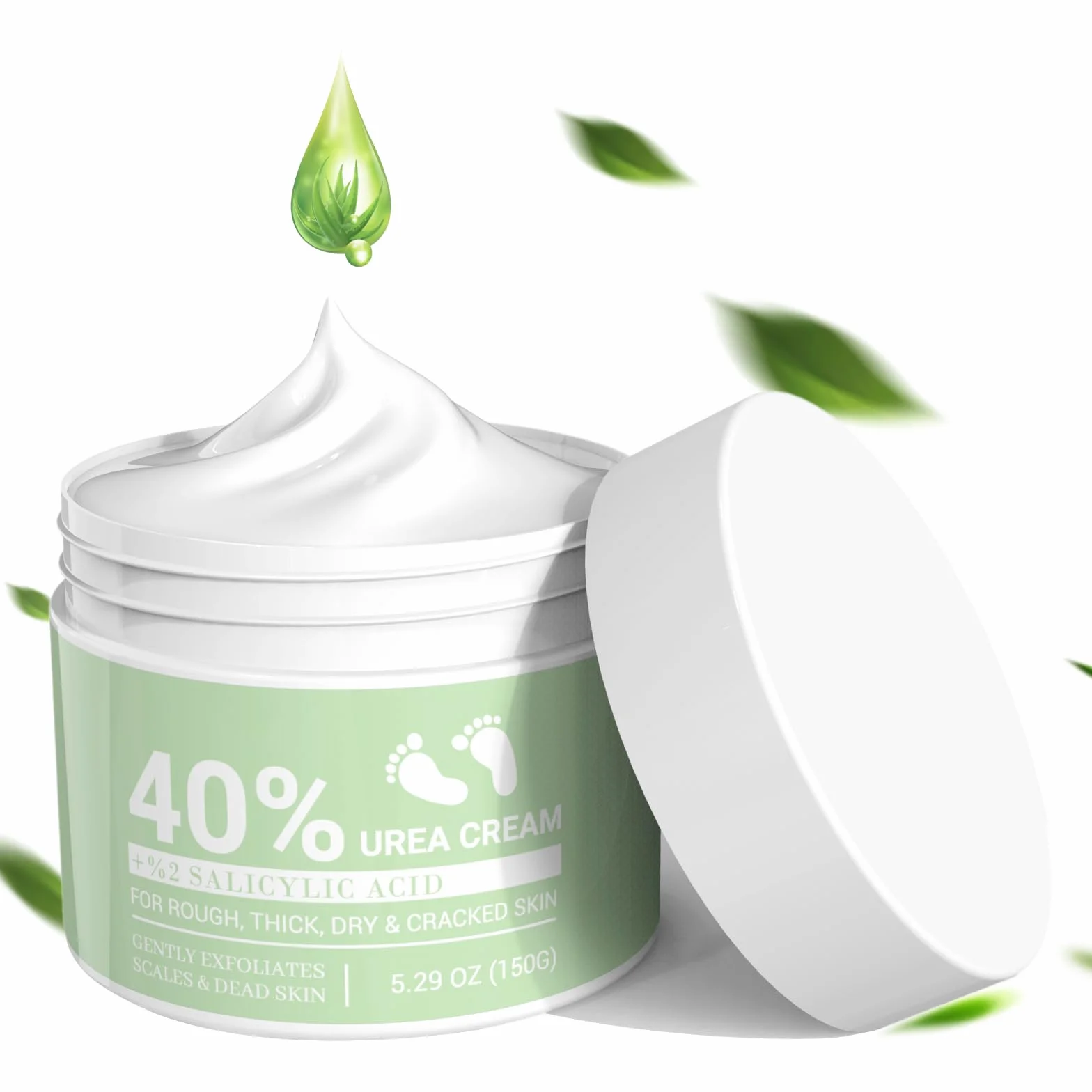 Crema Urea 40% con Acido Salicilico 2% e Aloe Vera per Piedi Secchi Sscrepolati