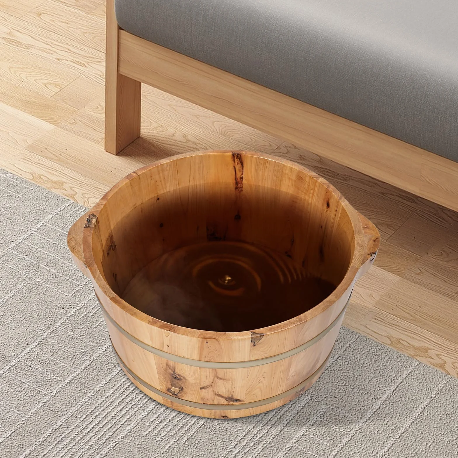Vasca da bagno in legno, 36,5 x 18 cm, secchio per piedi in legno, secchio per piedi in legno, secchio per piedi in legno