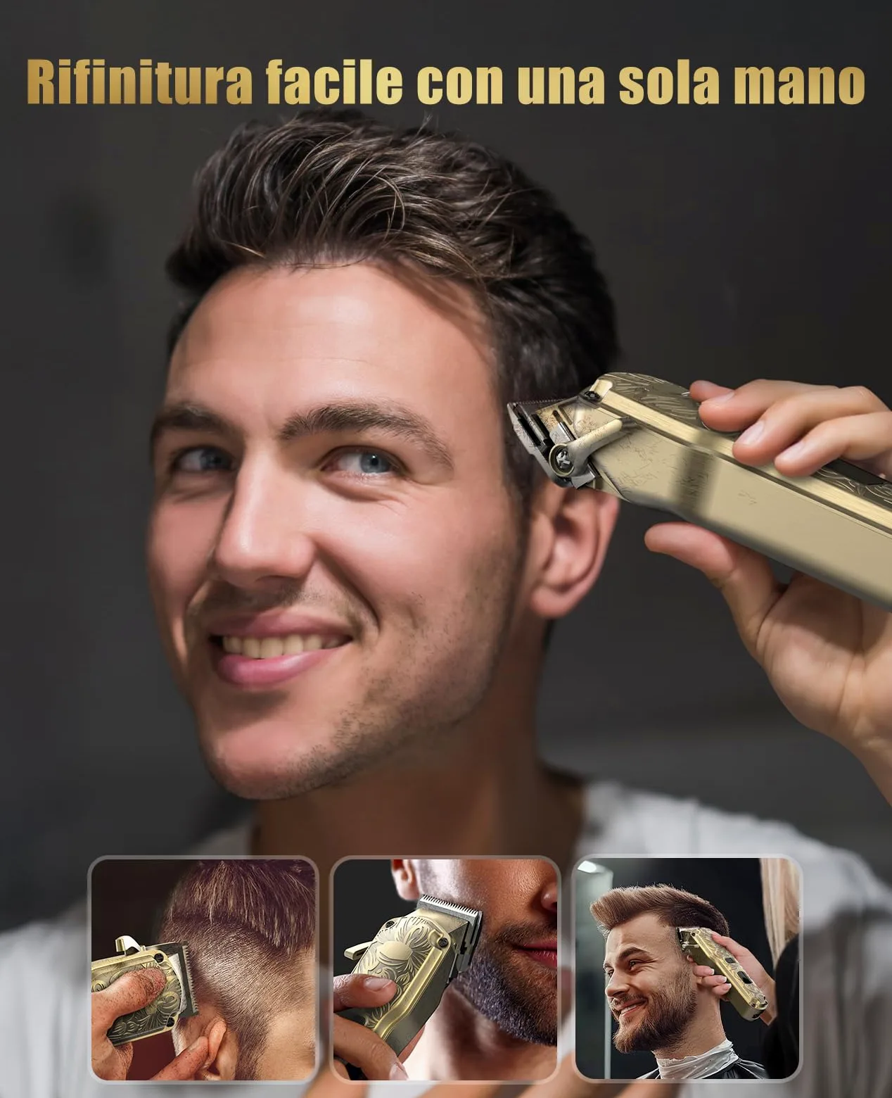 Tagliacapelli da uomo, senza fili, professionale, IPX7, impermeabile, kit di tagliacapelli da barbiere con USB ricaricabile