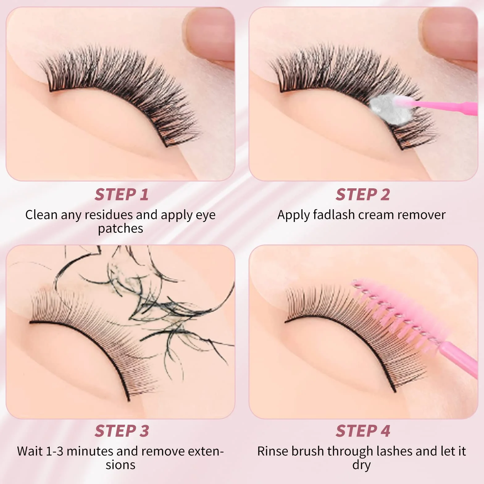 FADLASH Rosa Crema Rimuovi Ciglia Extension Remover 10g Bassa Irritazione