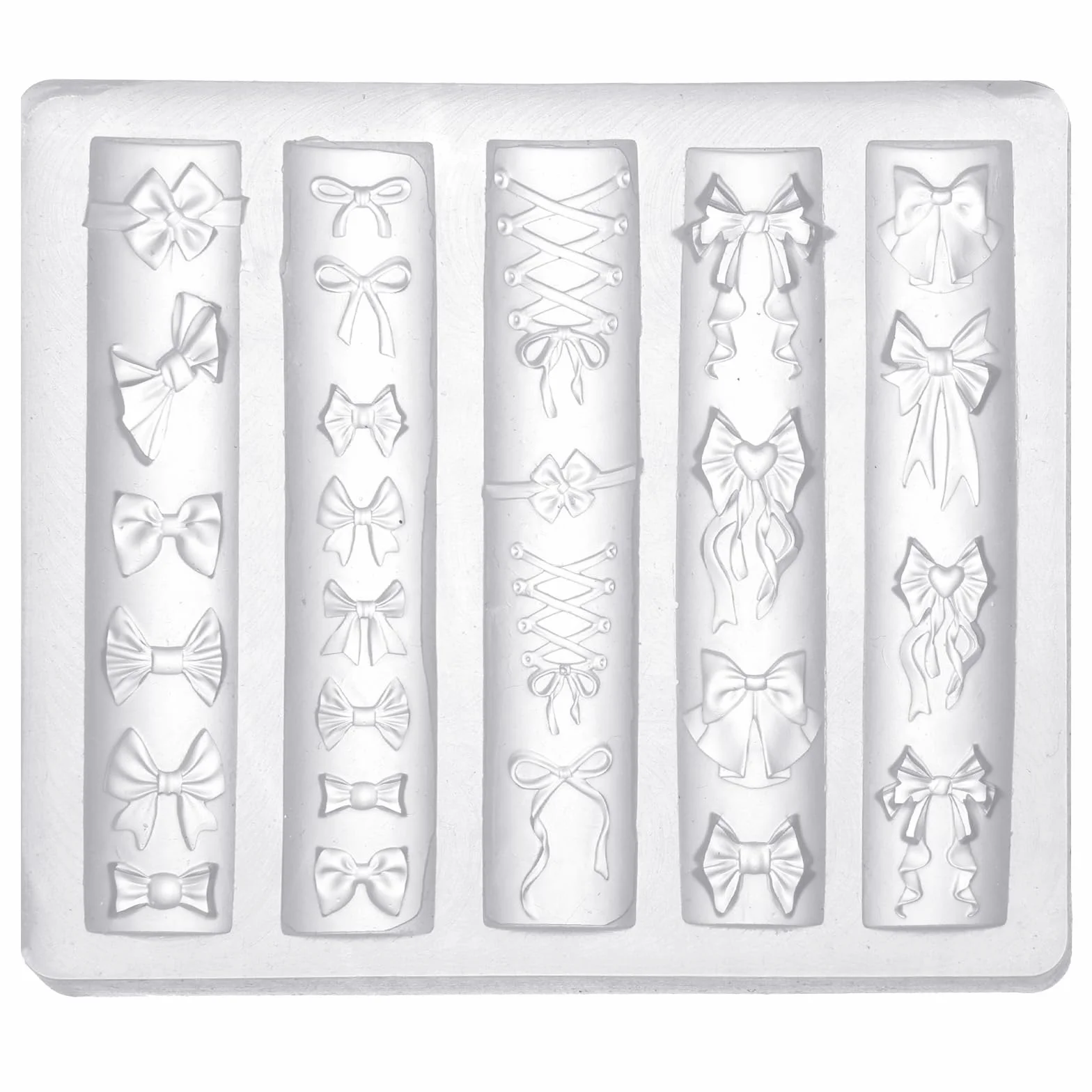 lasuroa Stampo Unghie a Fiocco, Modello Intaglio di Stampi per Nail a Fiocco Trasparente in Silicone 3D per Progetti Artigianali Decorazione Artistica delle Punte delle Dita Donne