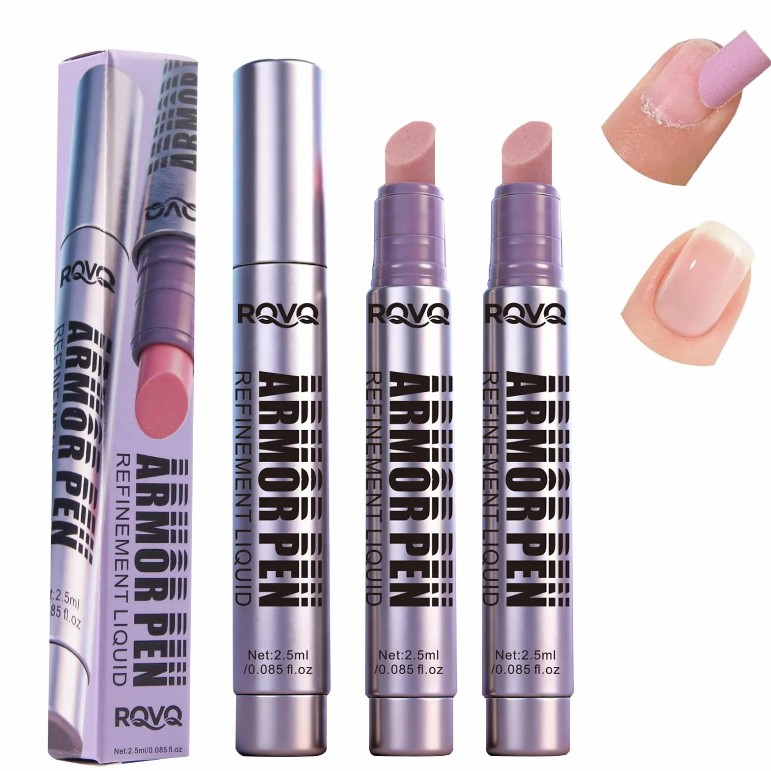 Penna 4-in-1 per Cuticole con Olio, Rimuovi Cuticole in Ceramica & Olio in una Penna, Penna Levigante per Unghie per Pellicine, Ripara, Nutre, Rafforza Cura Quotidiana delle Unghie (2 pezzi)