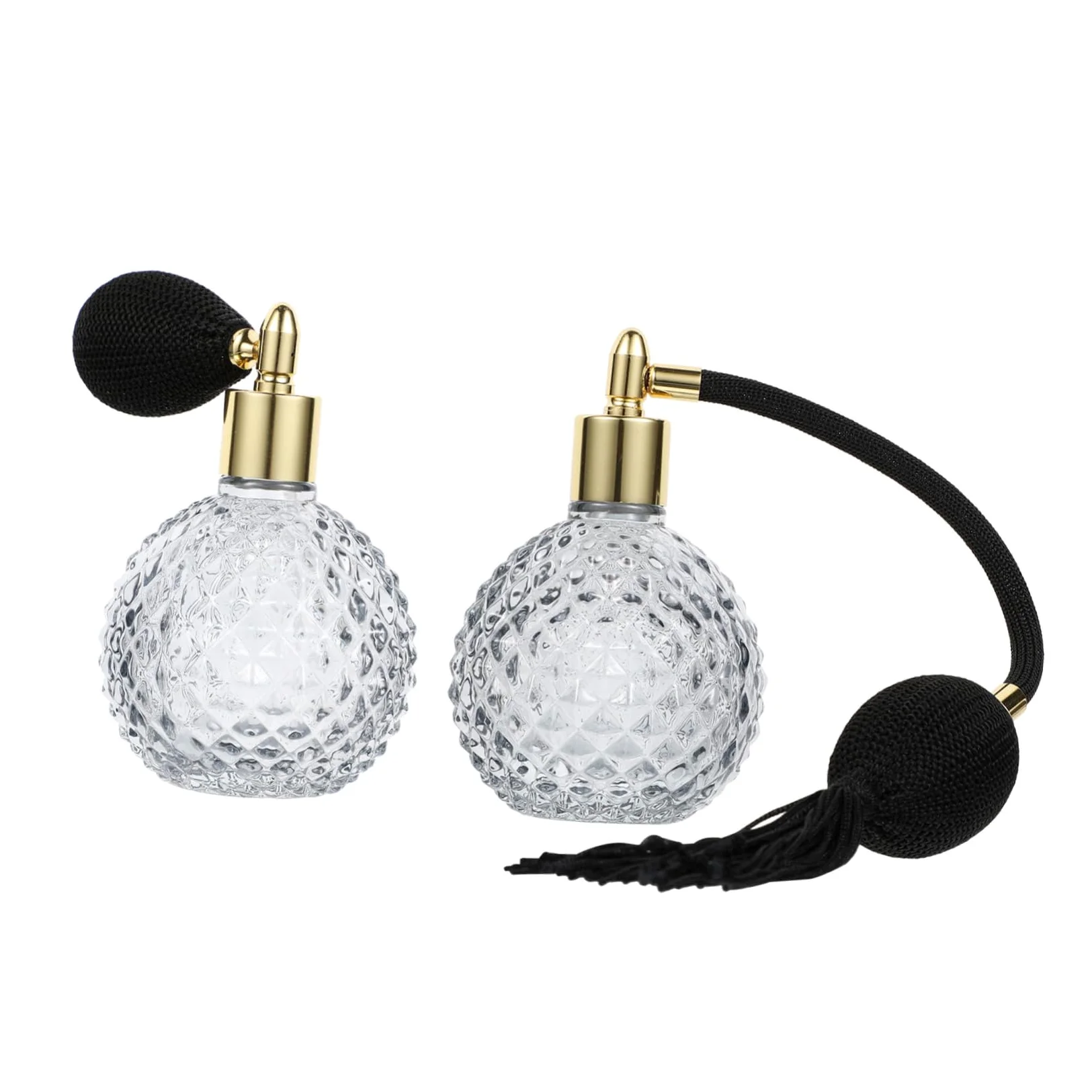 minkissy Bottiglie di Profumo Ricaricabili 2pezzi 100ml in Vetro Nero Motivo Ananas, Spray a Bulbo Vintage per Camera da Letto e Soggiorno