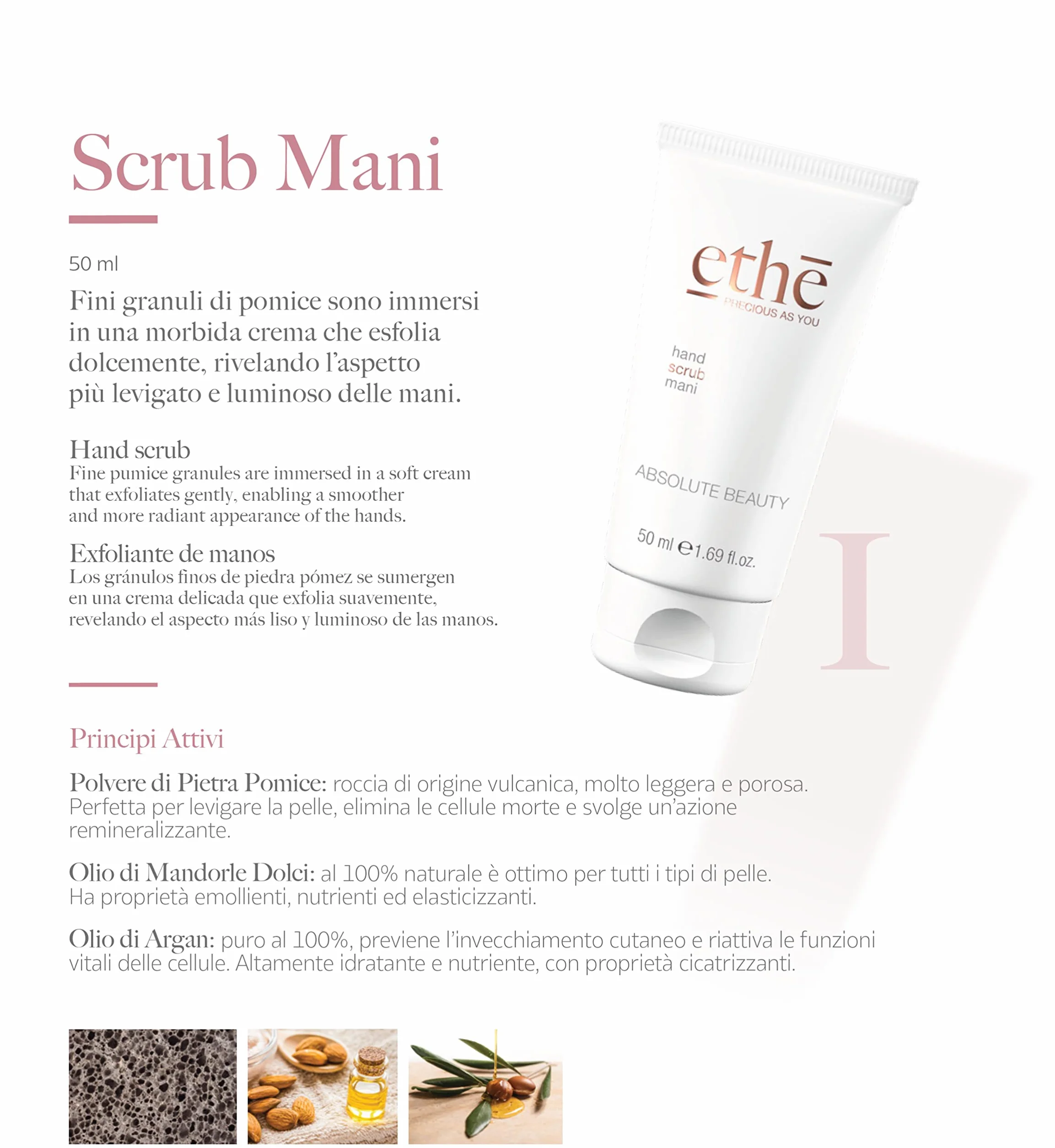 Ethè Scrub Mani 50ml - Crema con fini granuli di pomice
