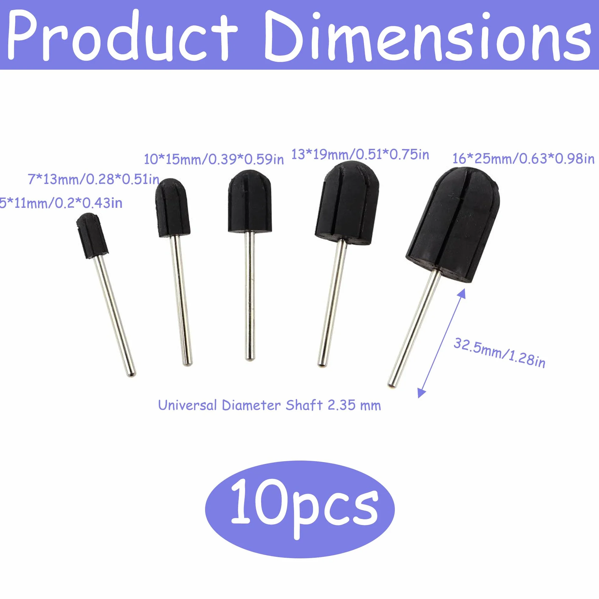 Punta Dedicata per Levigatura Lucidatore Sabbia Manicure Strumento Pedicure Portacapsule 5mm 7mm 10mm 13mm 16mm 10pcs