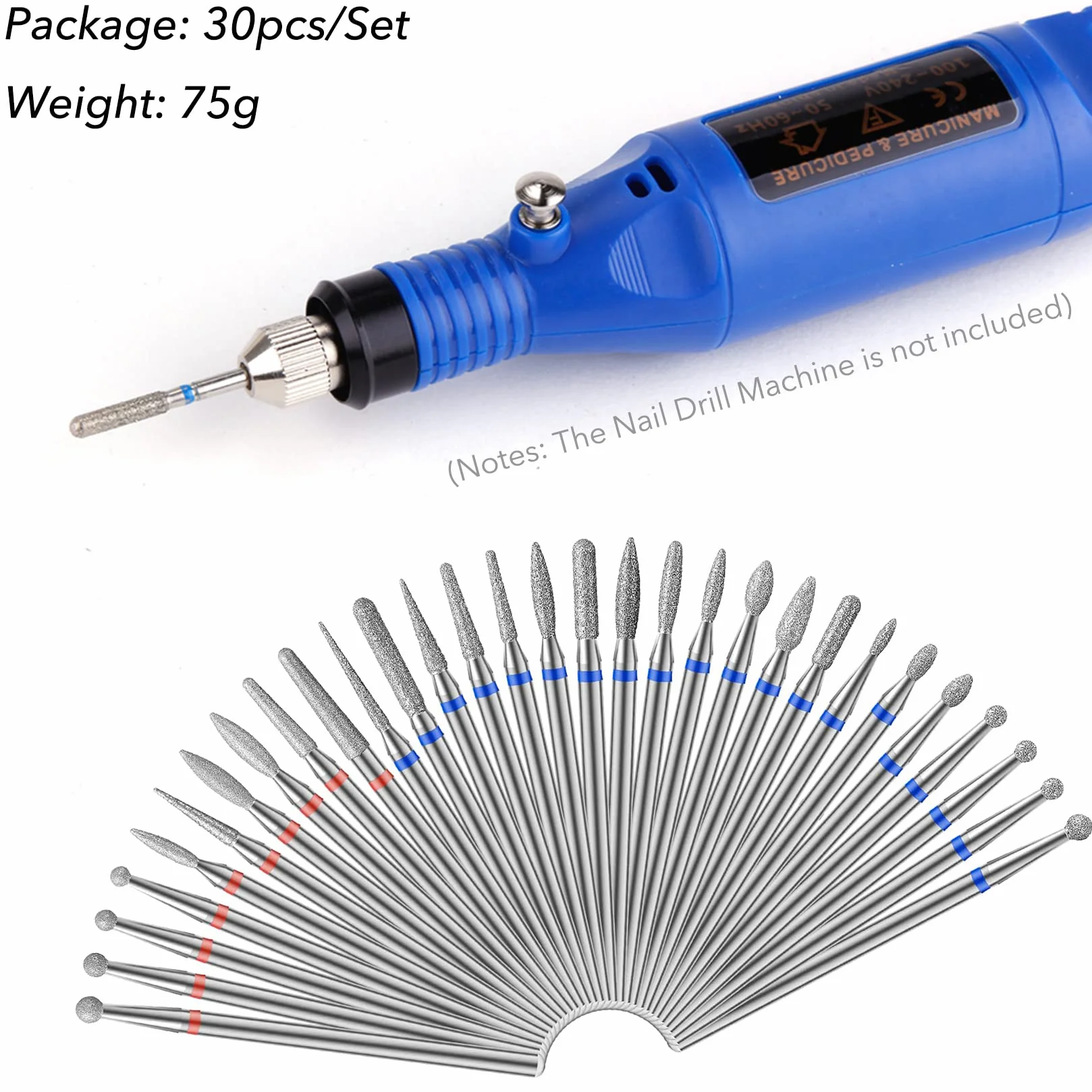 Punte Fresa Unghie Homeet 30pcs Set Acciaio al Tungsteno Diamante per Trapano Elettrico