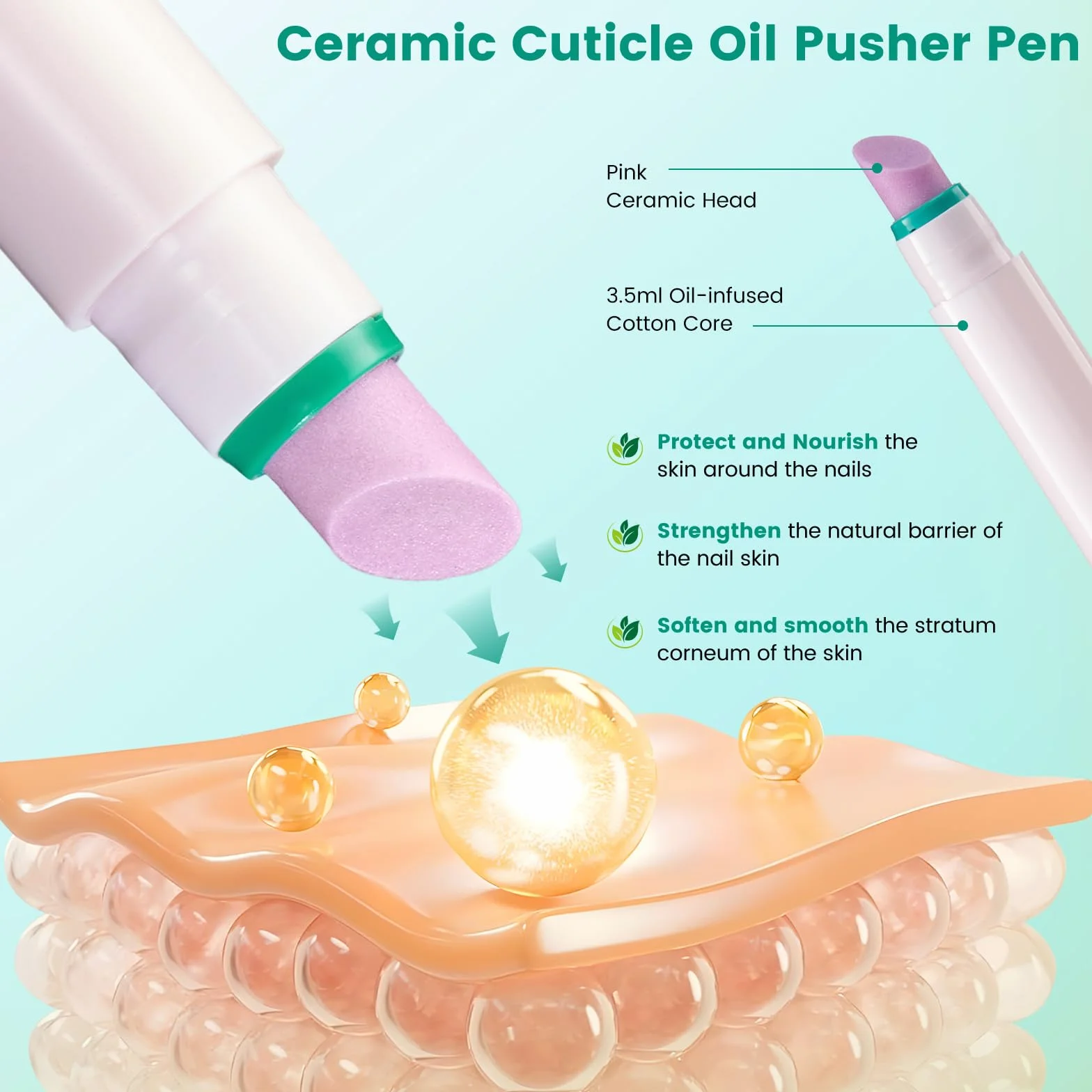 3 pennarelli per rimozione cuticole e olio per unghie: Penna per cura delle cuticole con punta in ceramica 3-in-1, olio per cuticole e spingi cuticole - Penna per la cura delle unghie e olio per
