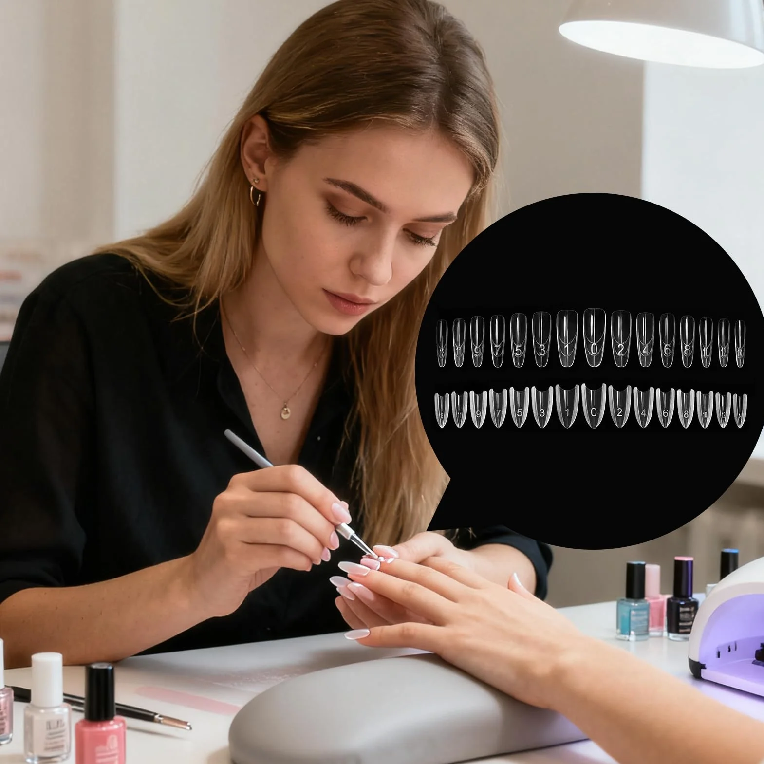 Modulo per punte unghie in gel 240Pc | Forme unghies duali sandwich | Forma unghie gel costruttore | Stampis stile francese forme estensione unghies artistiche per un design manicure