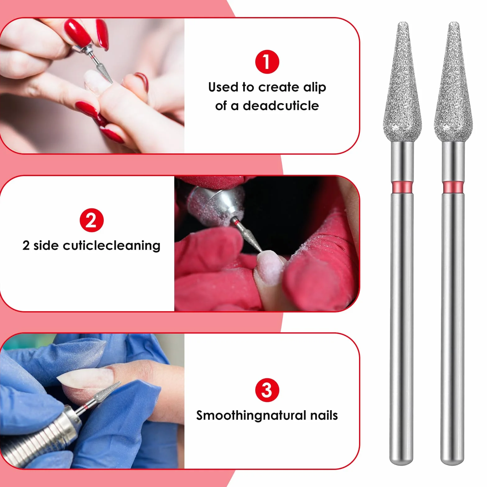 Set di 6 punte per trapano cuticole in acciaio inossidabile con custodia professionale