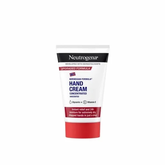 Neutrogena Formula Norvegese Crema Mani Concentrata Non Profumata, Crema mani riparatrice con Glicerina e Vitamina E, Crema mani secche e screpolate per sollievo e idratazione 24h, 50 ml
