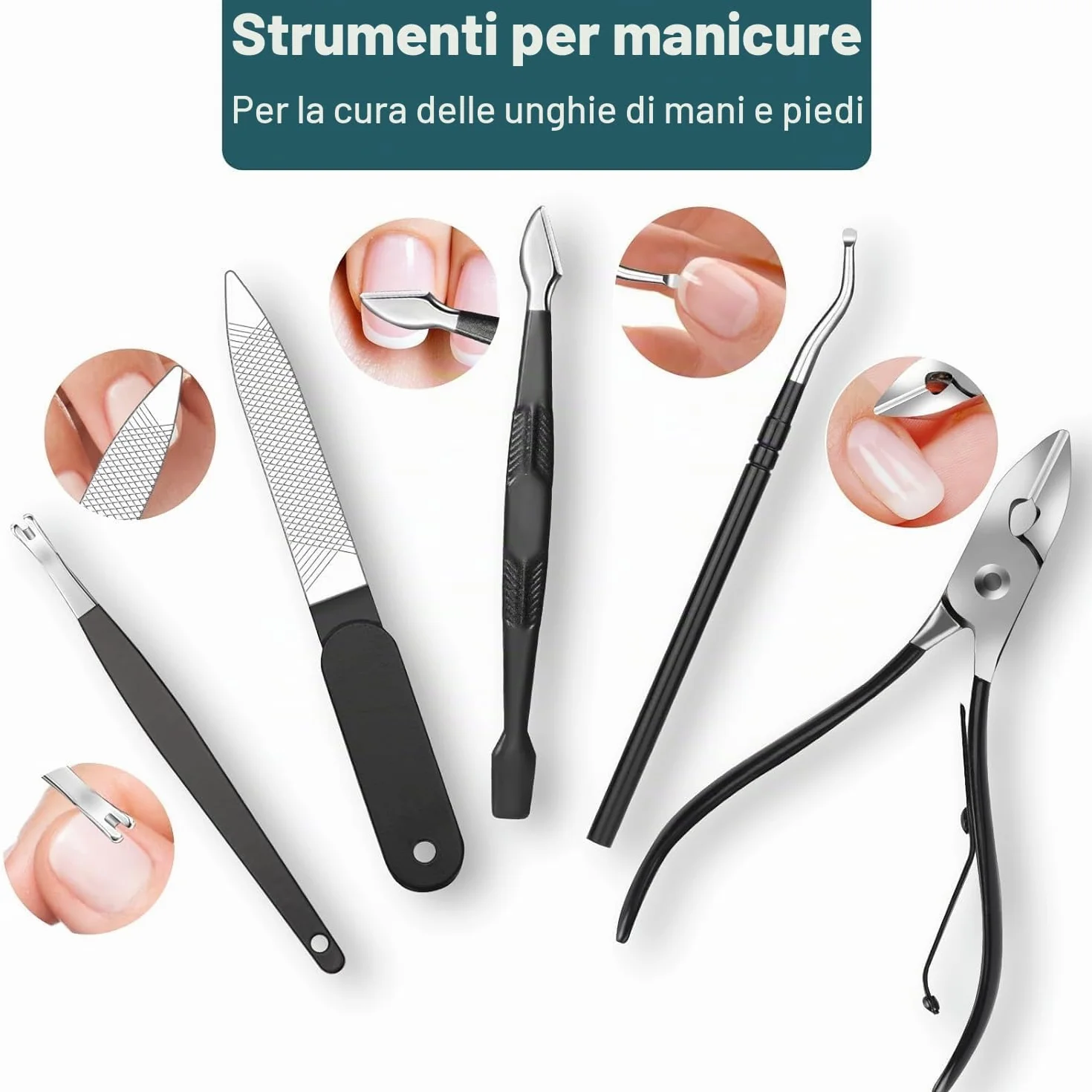 Set Manicure Professionale 18 Pezzi Kit Pedicure con Borsa da Viaggio