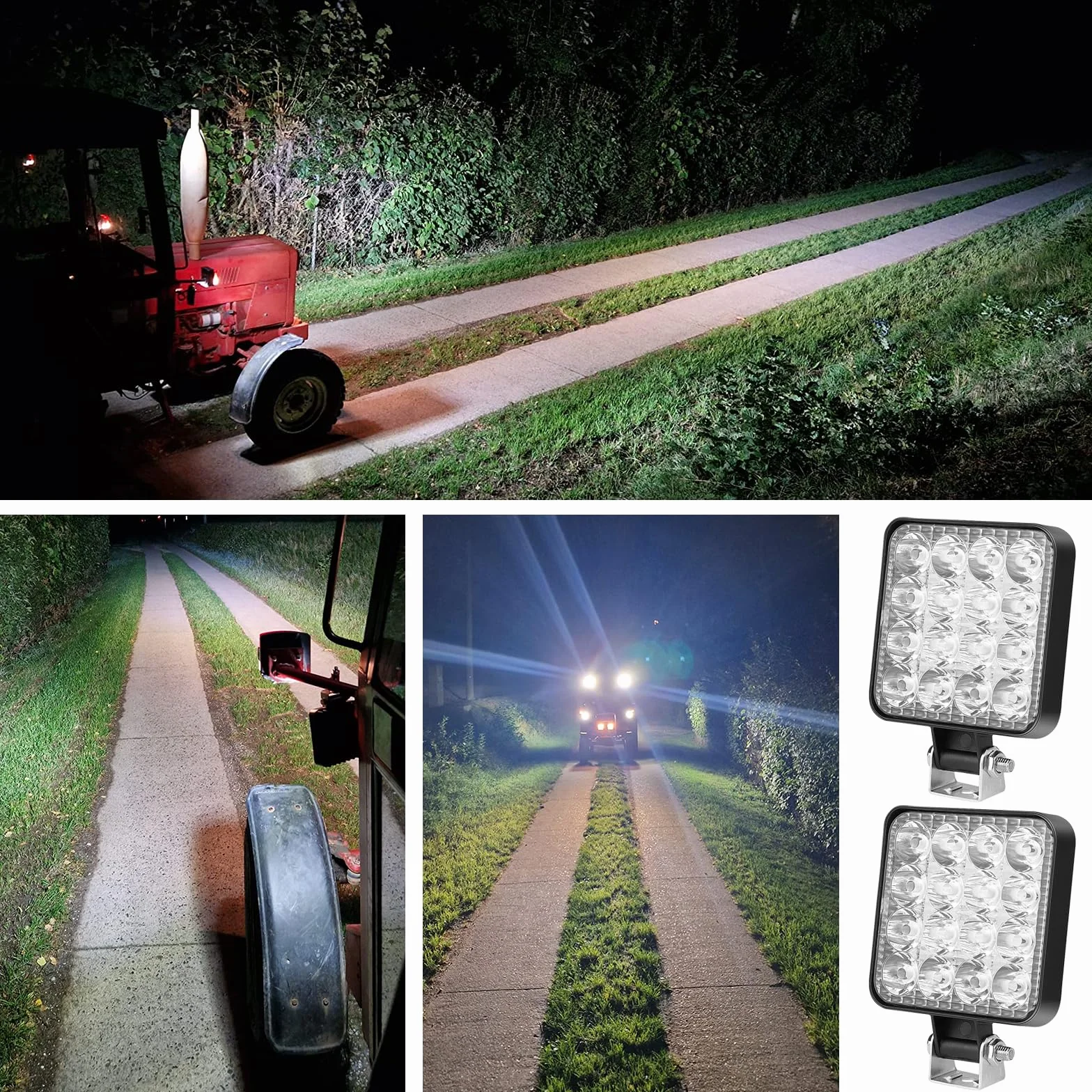 Sporgo 6 pezzi fari da lavoro LED quadrati 12V 48W IP67 impermeabili fuoristrada retromarcia