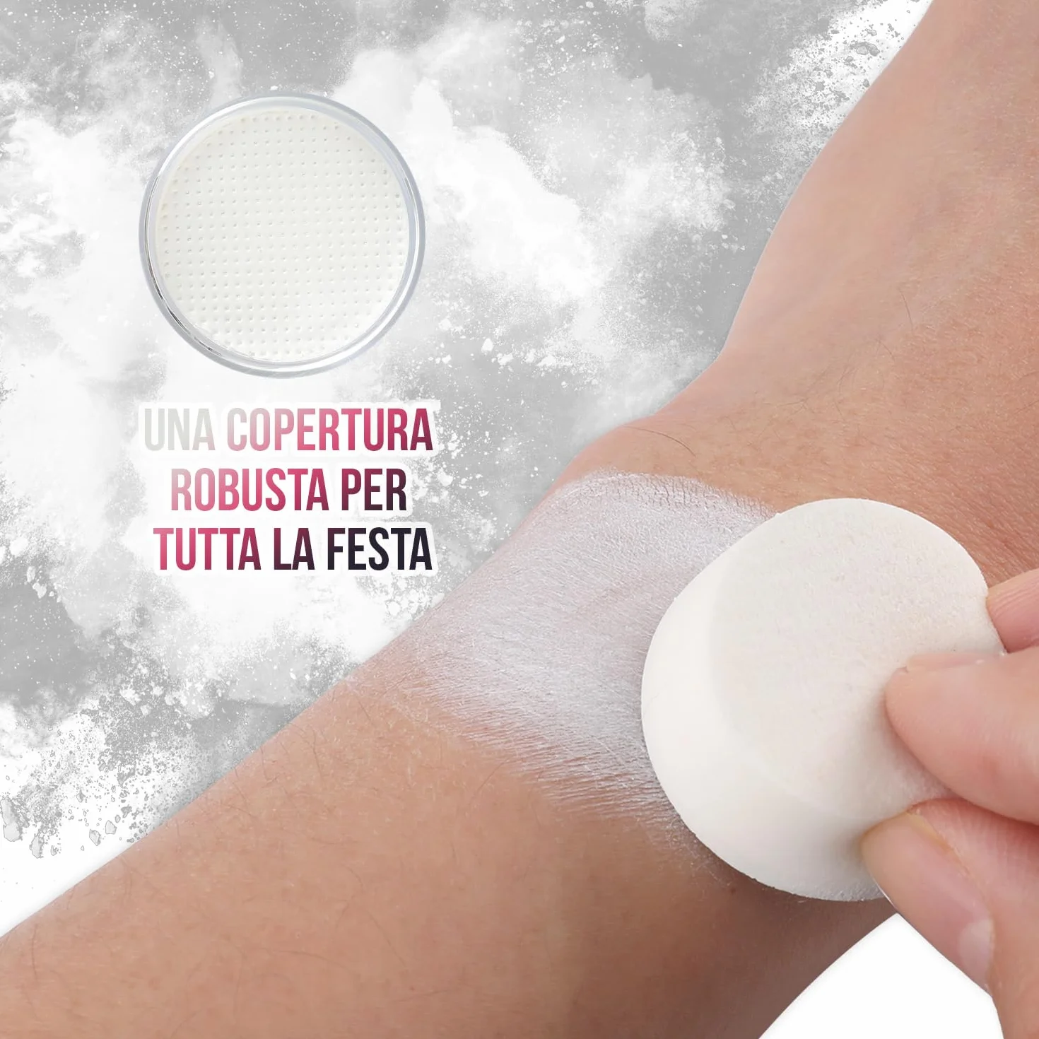 Festicy Premium Pittura per viso I 20g colori per il viso e corpo ed una spugna I face paint trucchi da viso per travestimenti, per Carnevale e Halloween, truccabimbi per bambini ed adulti (Bianco)