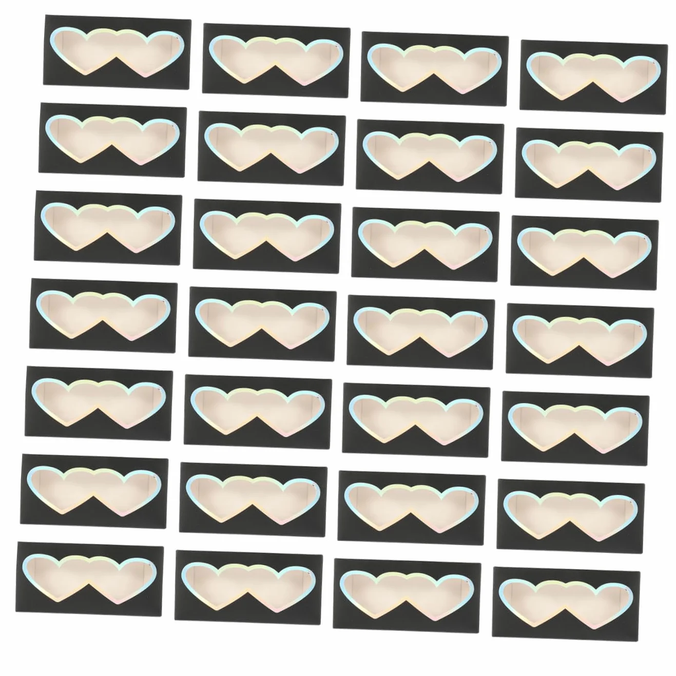 Scatola per Imballaggio Ciglia Finte a Cuore Nera 50 Pezzi | Carta, Coperchio Trasparente, per Uso Quotidiano e Outdoor, Confezione da 50