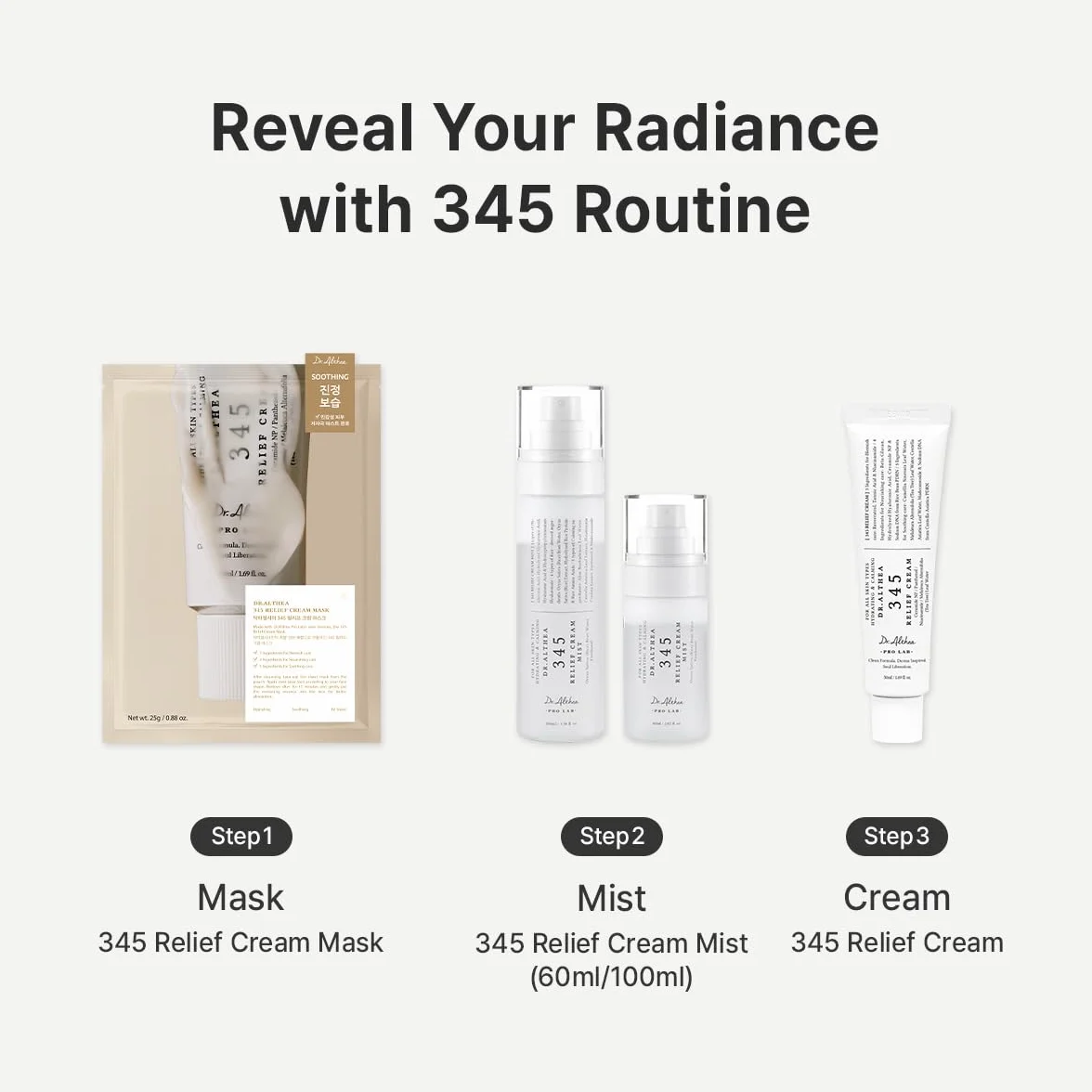 Dr.Althea 345 Relief Cream con PDRN e Niacinamide 50ml, Vegano Coreano per Cura della Pelle