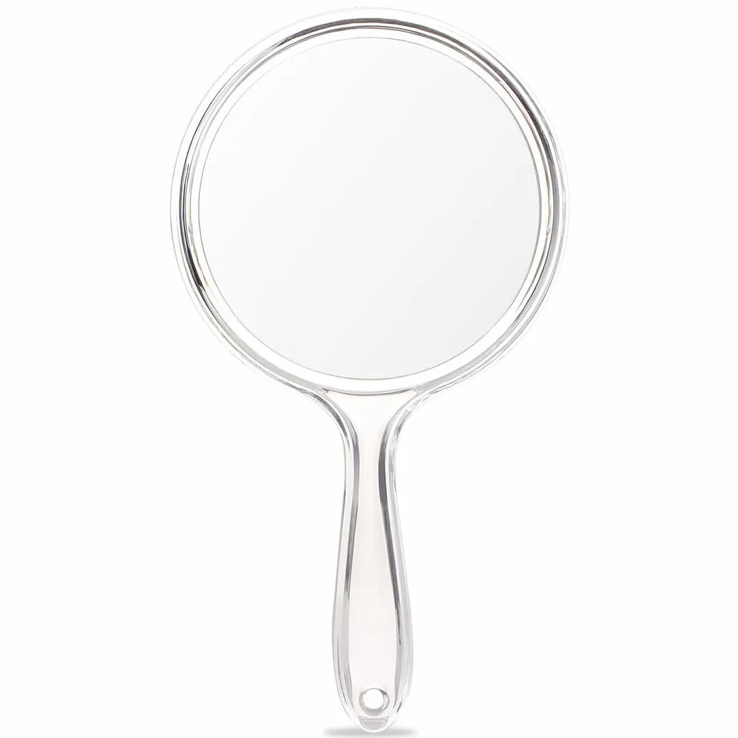 1 pezzo Specchio portatile con manico, specchio a mano a doppia faccia, specchio d'ingrandimento, specchio per il trucco portatile,uso domestico e da viaggio, trucco quotidiano per donne