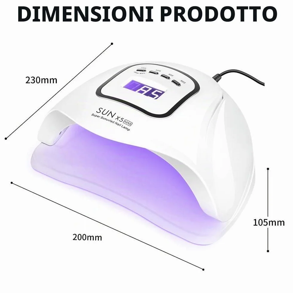 Lampada unghie LED UV da 150 W, lampada UV LED per unghie in gel, con timer 10s/30s/60s/99s, sensore infrarossi, display LCD