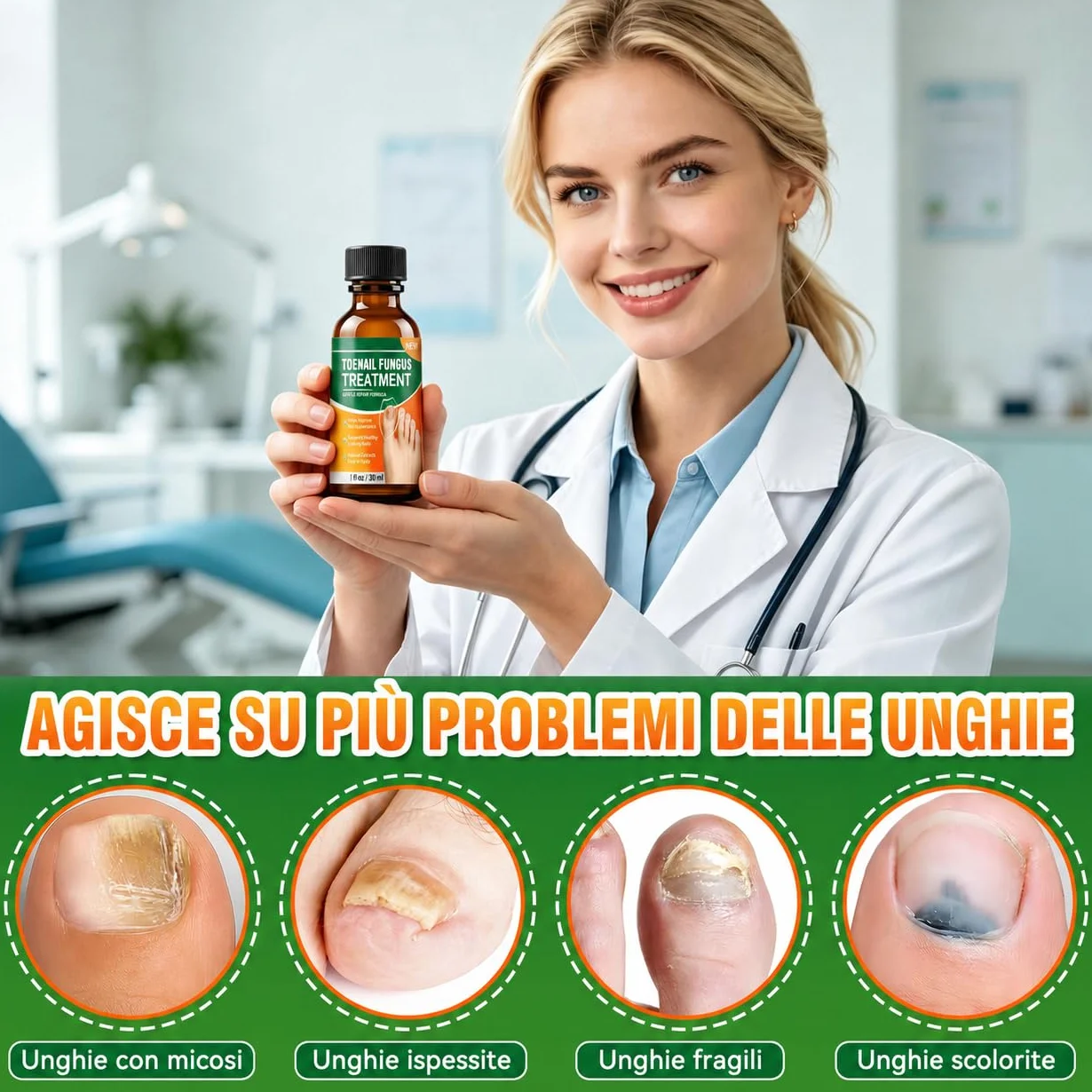 Micosi Unghie Piede Trattamento, Trattamento Funghi Unghie Piedi, Antimicotico Unghie Piedi Liquido, Migliora Unghie Spesse, Fragili, Rotte e Scolorite, Trattamento Rigenerante per Crescita Unghie