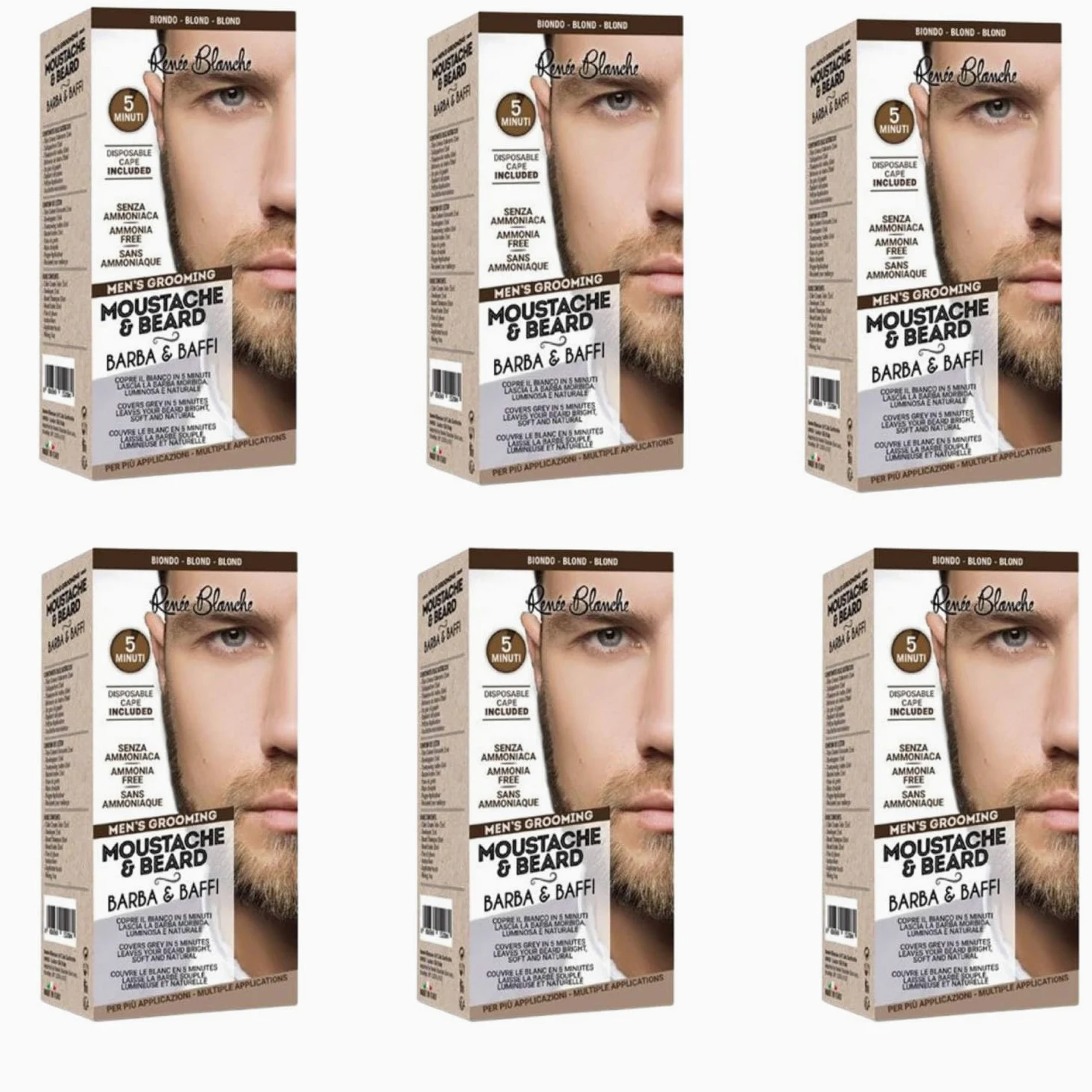 Renee Blanche Colorazione Per Barba E Baffi Tintura Colore Biondo Senza Ammoniaca 2x20 Ml (6, Unità)
