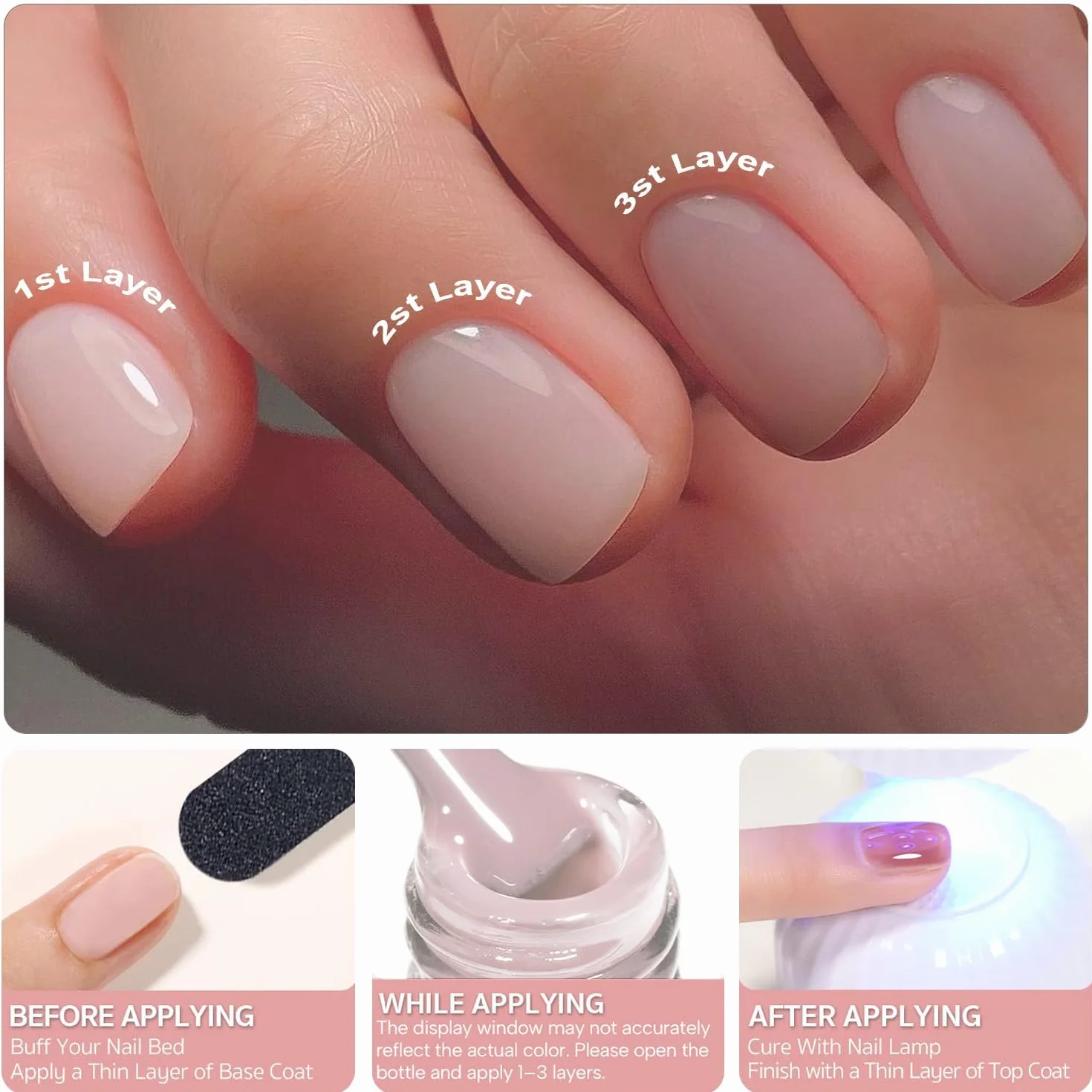 Vishine smalto gel semipermanente 4 colori trasparente bianco latte rosa naturale cristallo UV LED 8 ml