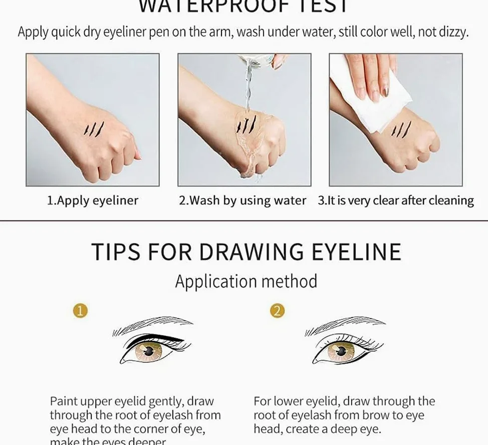 Colorato Gel eyeliner matite penna set, 6 pezzi Eyeliner impermeabile Labbra Liner Ombra d'occhio Matite sopracciglia Pen Eye Makeup ﻿ (Combinazione 4)