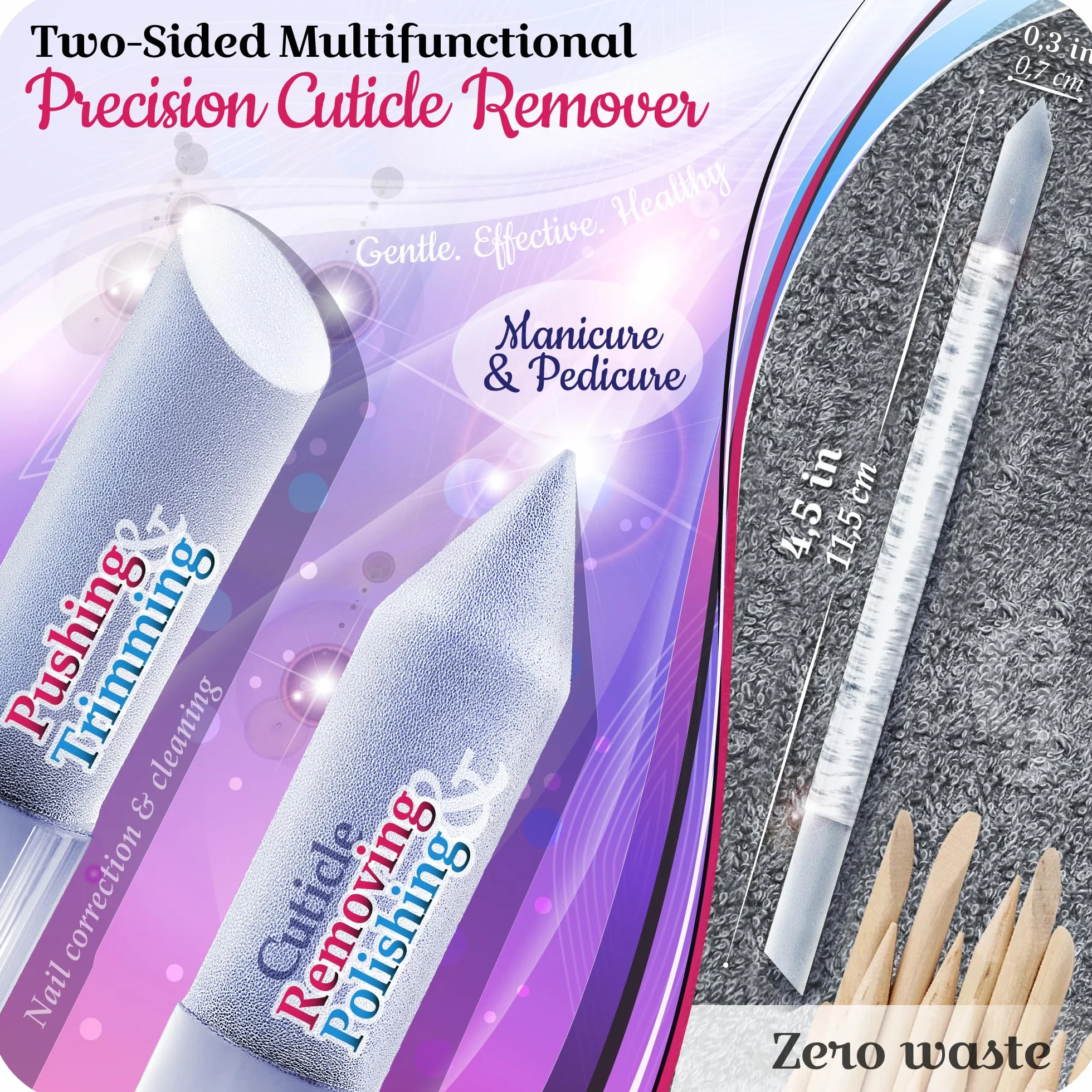 Set Lime per Unghie in Vetro Ceco - Lima per Rimozione Calli, Spingi Cuticole di Precisione, Doppia Superficie a Grana Diversa, Manicure e Pedicure, Cura Delle Unghie e Nail Art Professionale