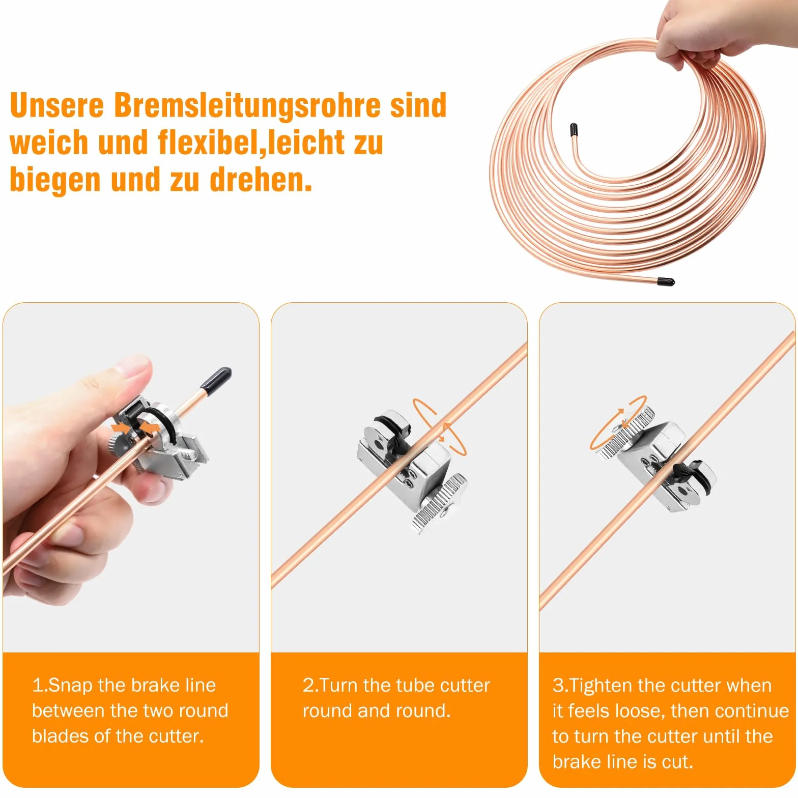 Set di attrezzi per espansione linea freno, piegatrice 180°, tubo freno 7,62m Ø 4,75mm, 21 connettori