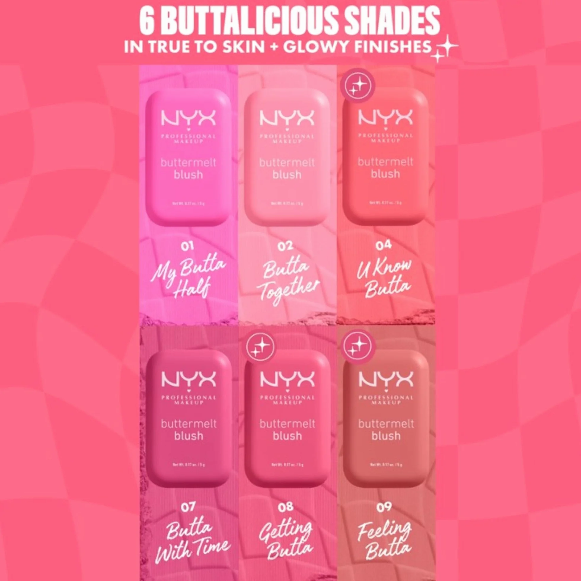 NYX Professional Makeup Blush in Polvere, Per un Look Fresco e Colorato, Arricchito con Burro di Mango, Mandorle e Karitè, Sfumabile, Buttermelt, Tonalità: Butta Together, 5 g