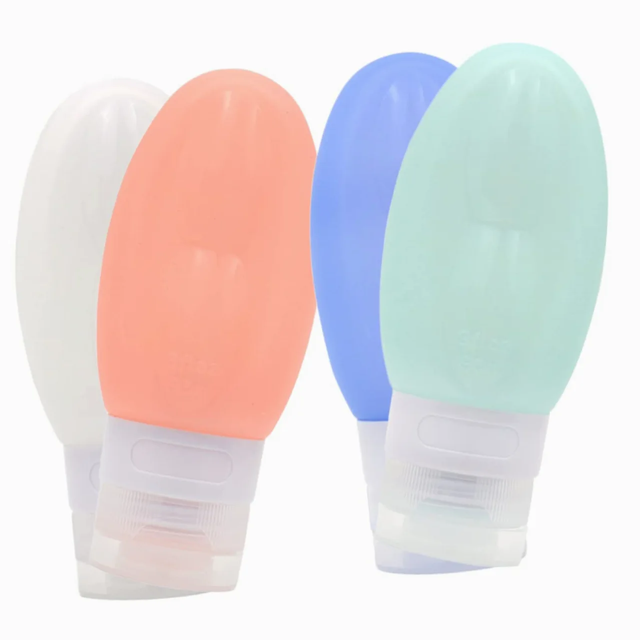 Ipetboom 12pezzi Bottiglie Viaggio Silicone Per Liquidi Ricaricabili Contenitori Per Toilette Adatti Per Cosmetici e Bagno Colori Rosa Bianco