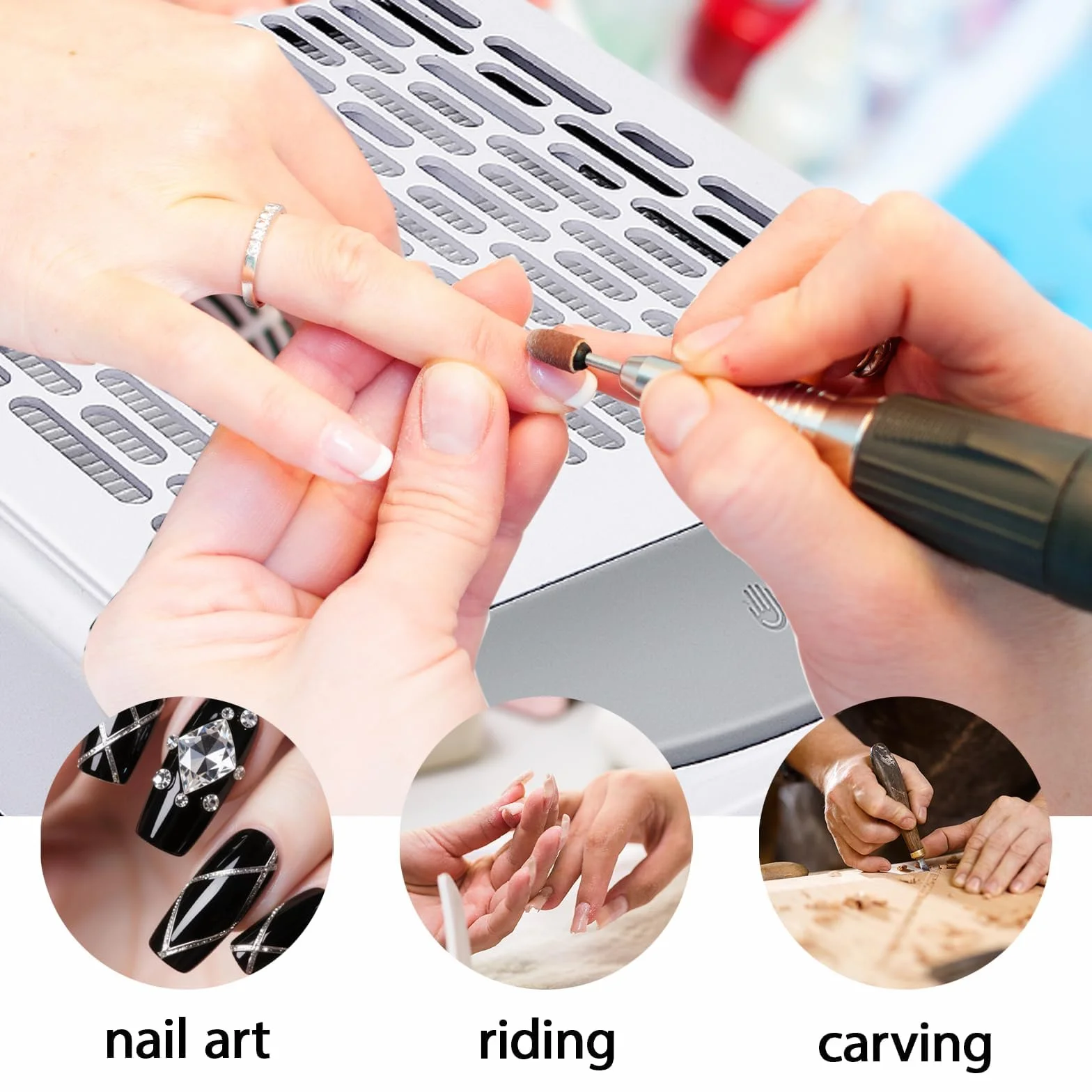 Aspirapolvere Professionale Nail Improvement 100w,Aspirapolvere Per Unghie Con Velocità E Intensità Di Aspirazione Regolabili,Filtro Riutilizzabile,Usb Per Ricarica Smartphone, Manicure Unghie (B)