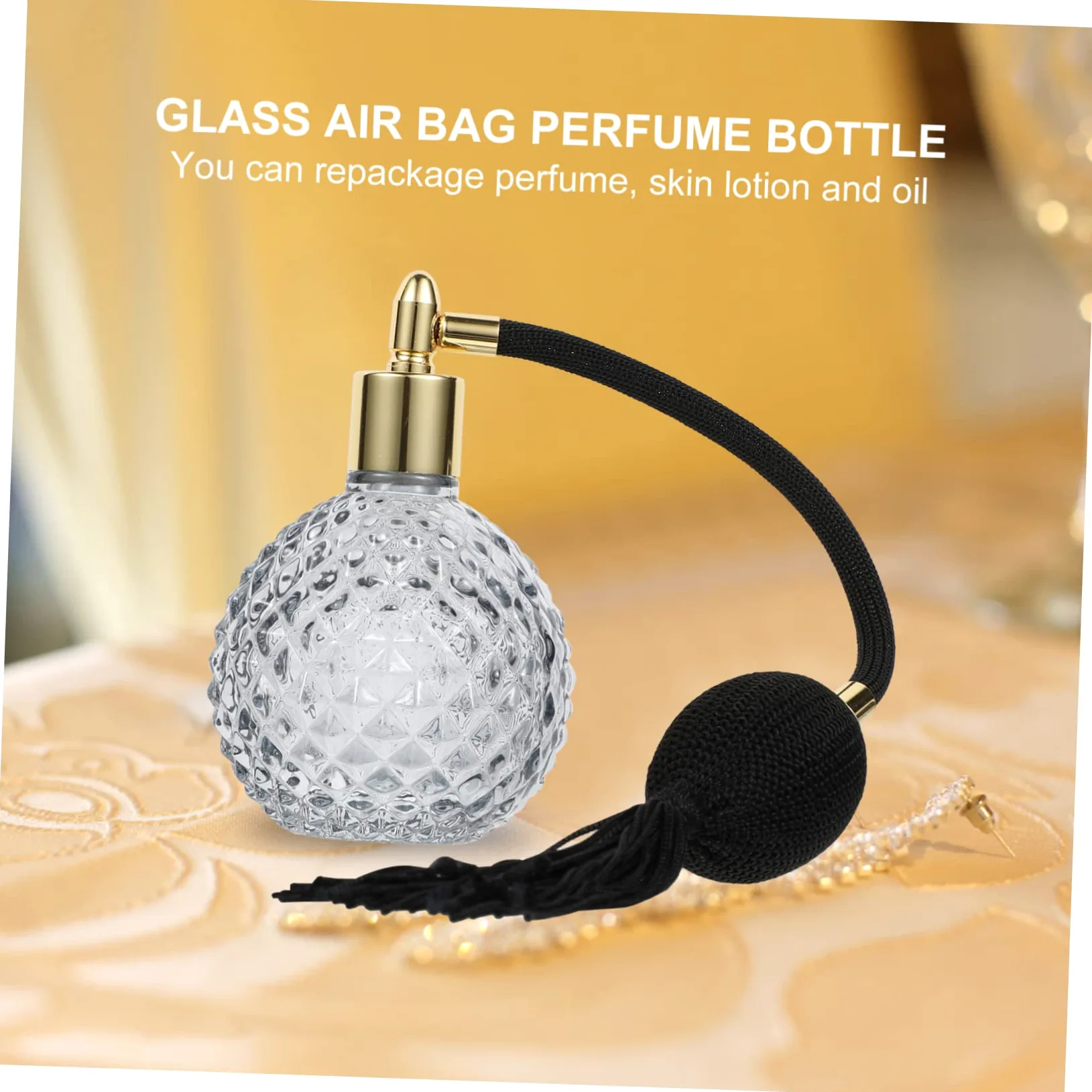 minkissy Bottiglie di Profumo Ricaricabili 2pezzi 100ml in Vetro Nero Motivo Ananas, Spray a Bulbo Vintage per Camera da Letto e Soggiorno