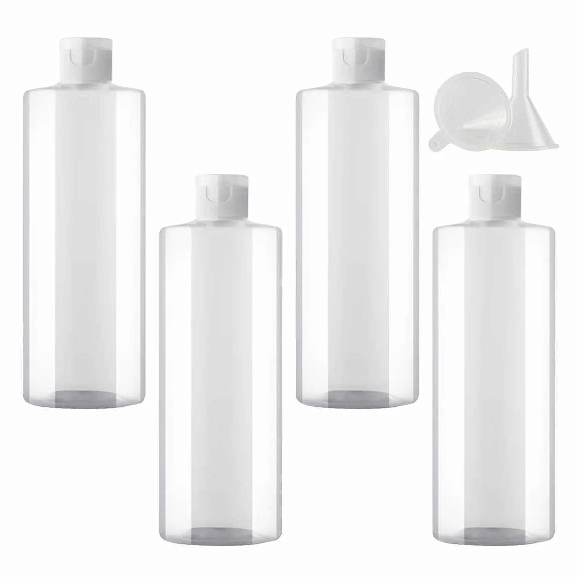 4 Pezzi 500ml flaconi vuoti da Trasparente in plastica da viaggio bottiglia di lozione con Tappo Flip Top Trasparente, ricaricabili, per lozione e shampoo Cosmetica Bottiglie Flaconi