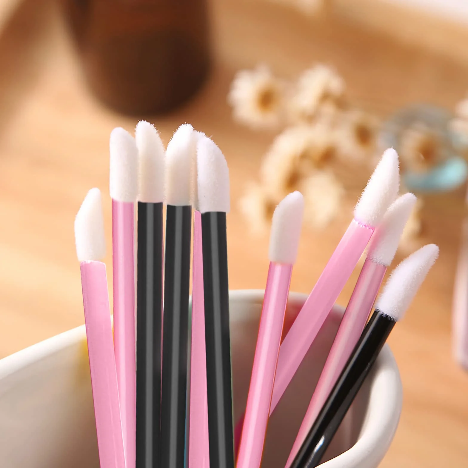 ZOCONE 300 PCS Pennelli per Labbra Usa e Getta, Monouso Pennelli Labbra Make up Pennello per Rossetto Labbra Microbrush Micro Pennelli per Applicatori per Dettagli per Sopracciglia, Labbra, Rosa