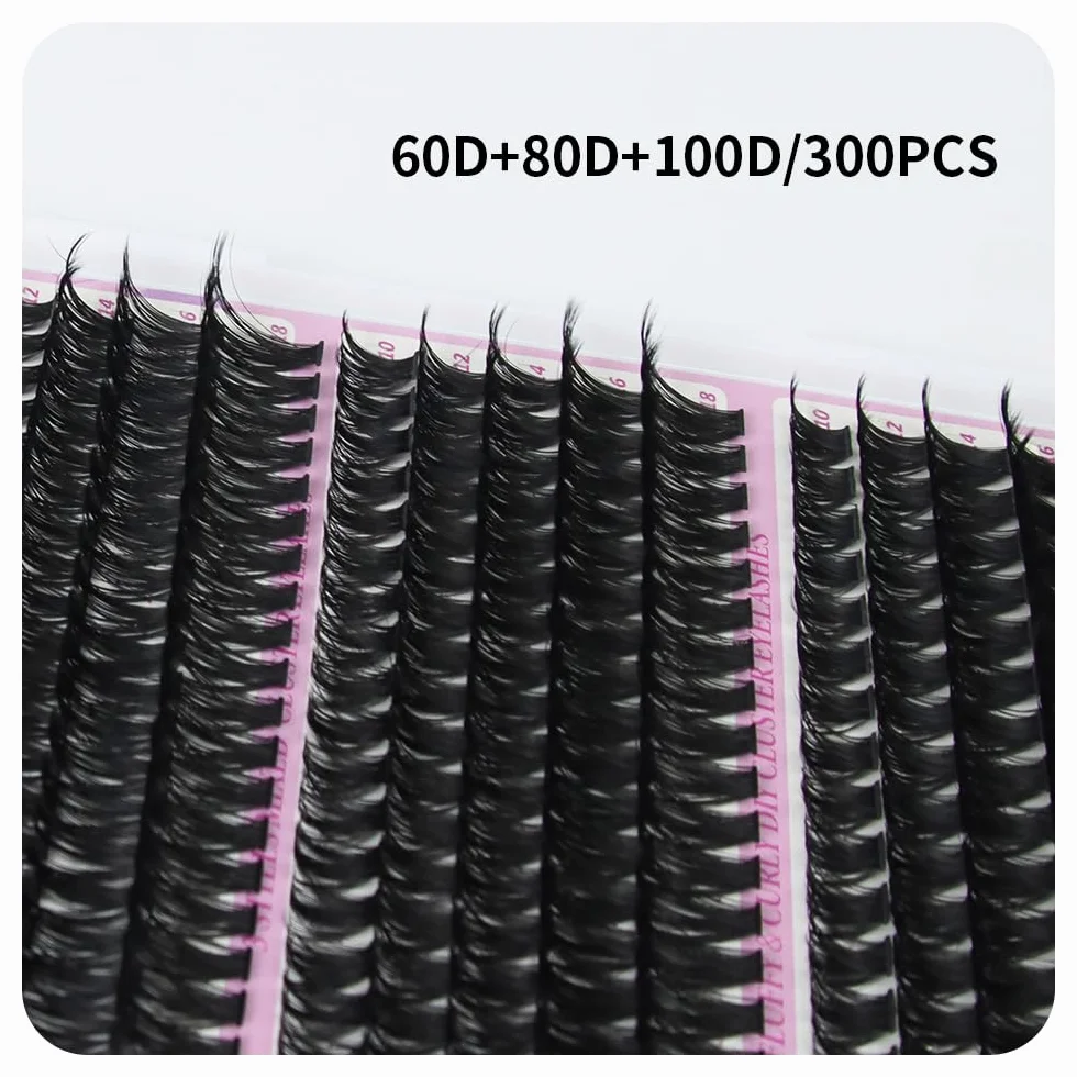 Ciglia Finte Ciuffetti Kit 60D+80D+100D Naturali D Curl 10-18mm DIY Extension Cluster Lashes