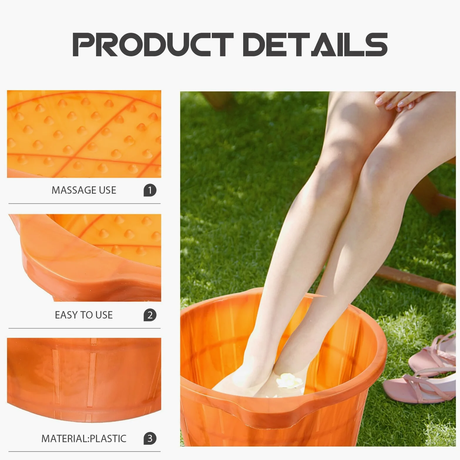 MAGICLULU Vaschetta Pediluvio in Plastica Resistente Effetto Venato Legno, Design Semplice e Delicato, Grande e Riutilizzabile per Bagno dei Piedi a Casa per Donne