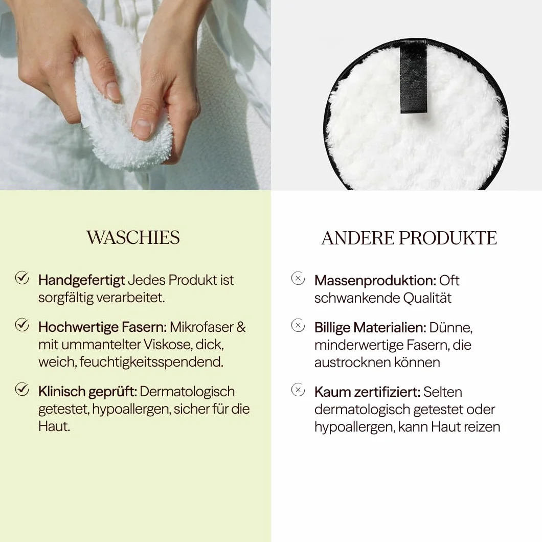 Waschies Dischetti struccanti riutilizzabili e detergenti per il viso, confezione da 6 pezzi, motivo floreale, lavabili, morbidi e ipoallergenici, detergenti delicati per tutti i tipi di pelle