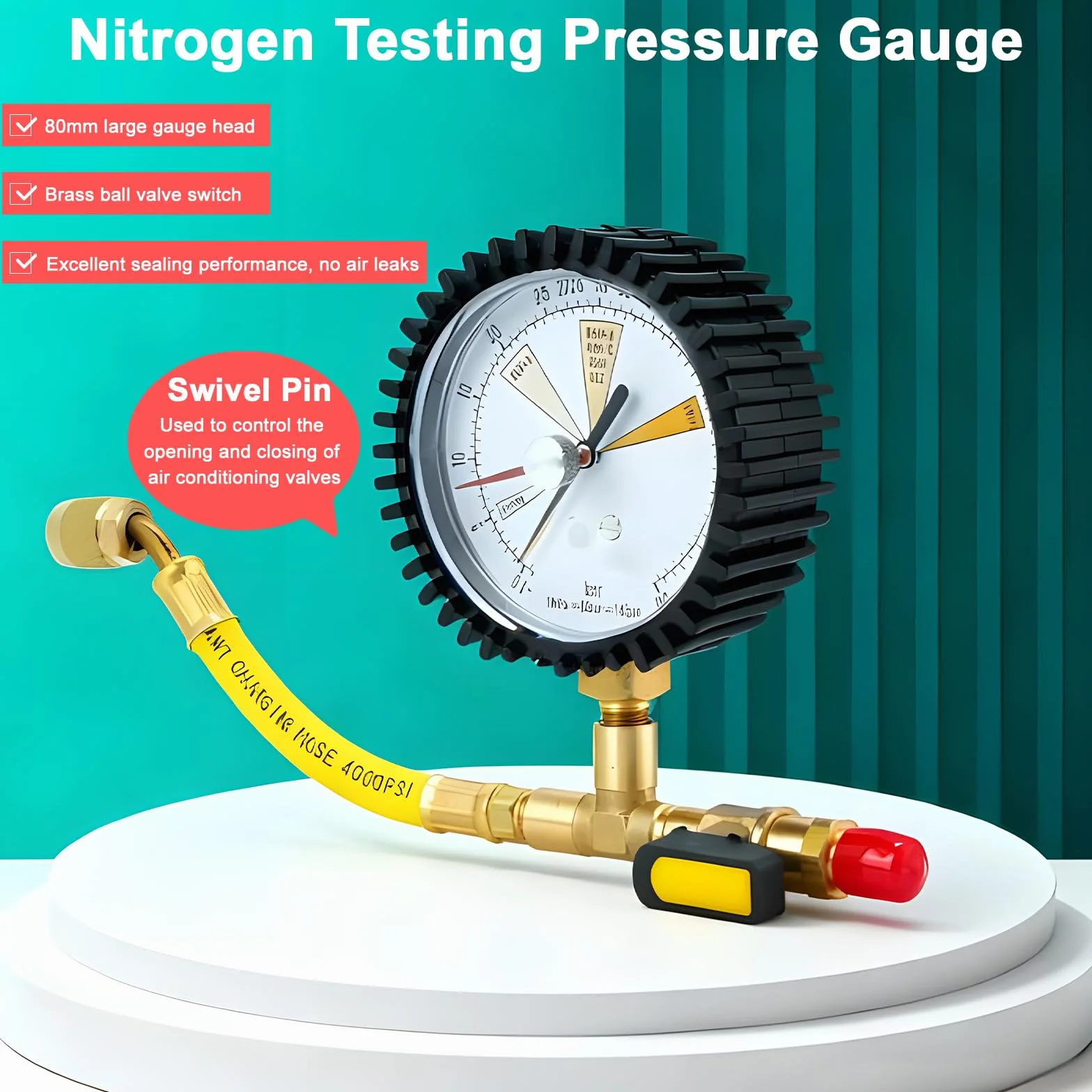 Manometro Azoto 0-60 Bar Gas Refrigerante R134a R22 R407C R410A Strumento Test Pressione