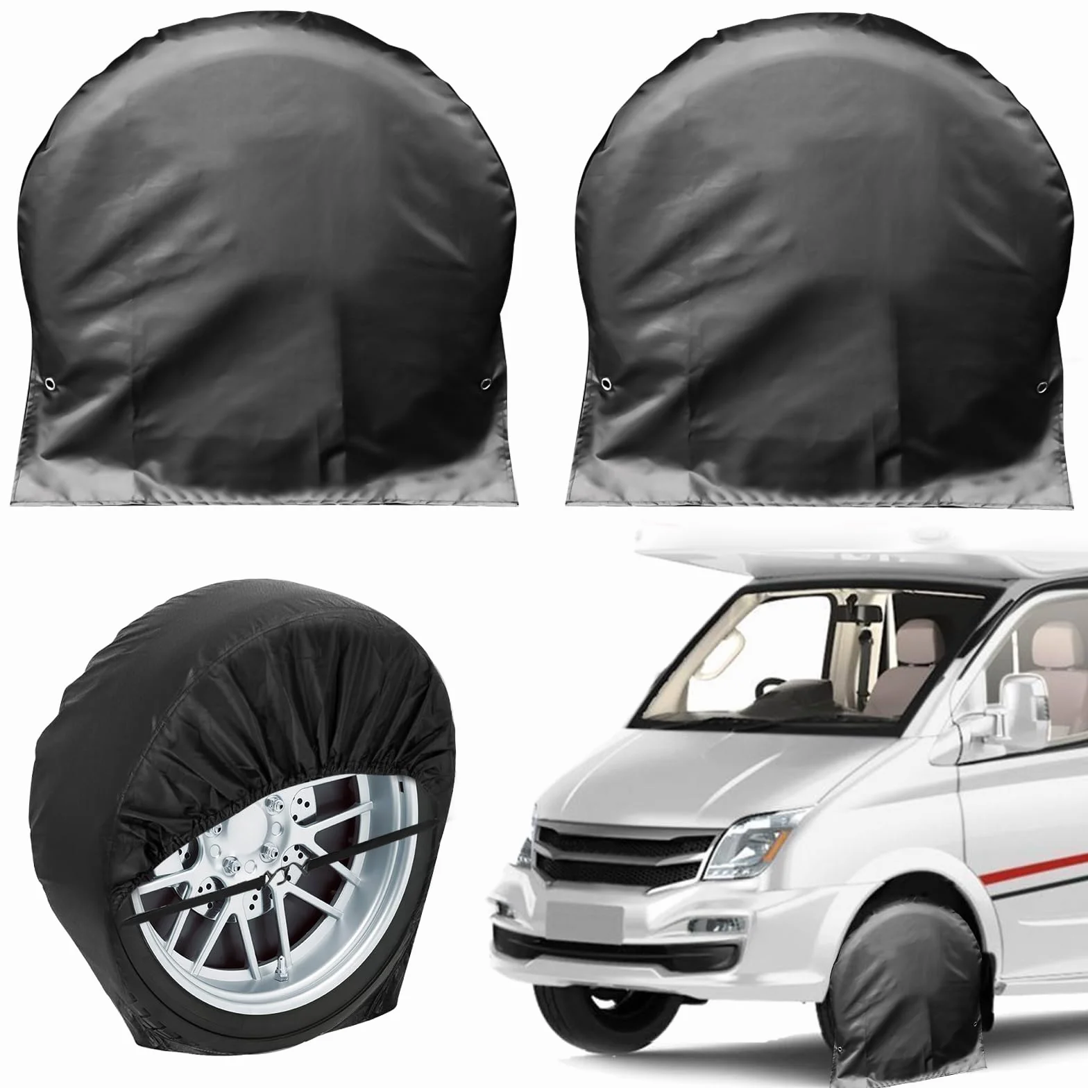 Copricerchi per roulotte camper nero 72,5 x 72,5 cm