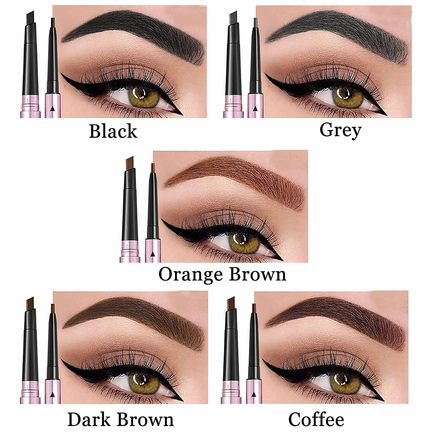 Mihqy Matita per sopracciglia,Sopracciglia Brow Ultra Slim, Waterproof, Tinta Sopracciglia, Matita per Sopracciglia a Doppia Estremità（Marrone Scuro）