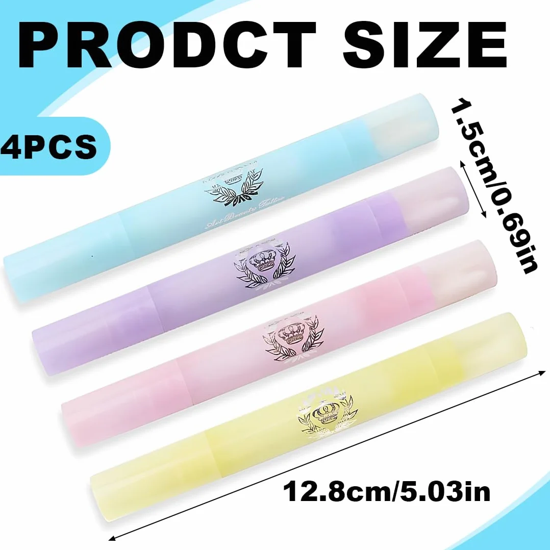 EIHI 4 Pezzi Penna Correttore Smalto con 12 Punte di Ricambio Rimozione Smalto per Unghie Senza Solvente, Nail Remover Correzione Pen, Pennello Correggi Smalto per Unghie