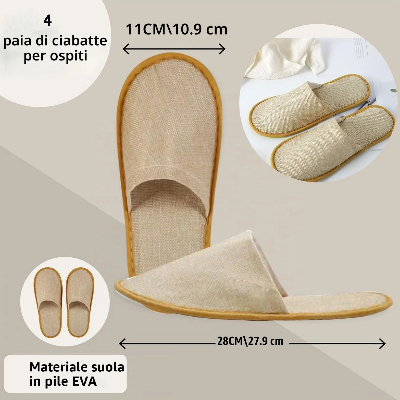 Comioke Pantofole Hotel, Pantofole Chiuse Hotel, 4 Paia Pantofole Usa E Getta Ospiti Antiscivolo, Pantofole d'albergo, Ciabatte Monouso Ospiti, Pantofole SPA, Ciabatte Sposa Bianco(Taglia Eu 37-43,)