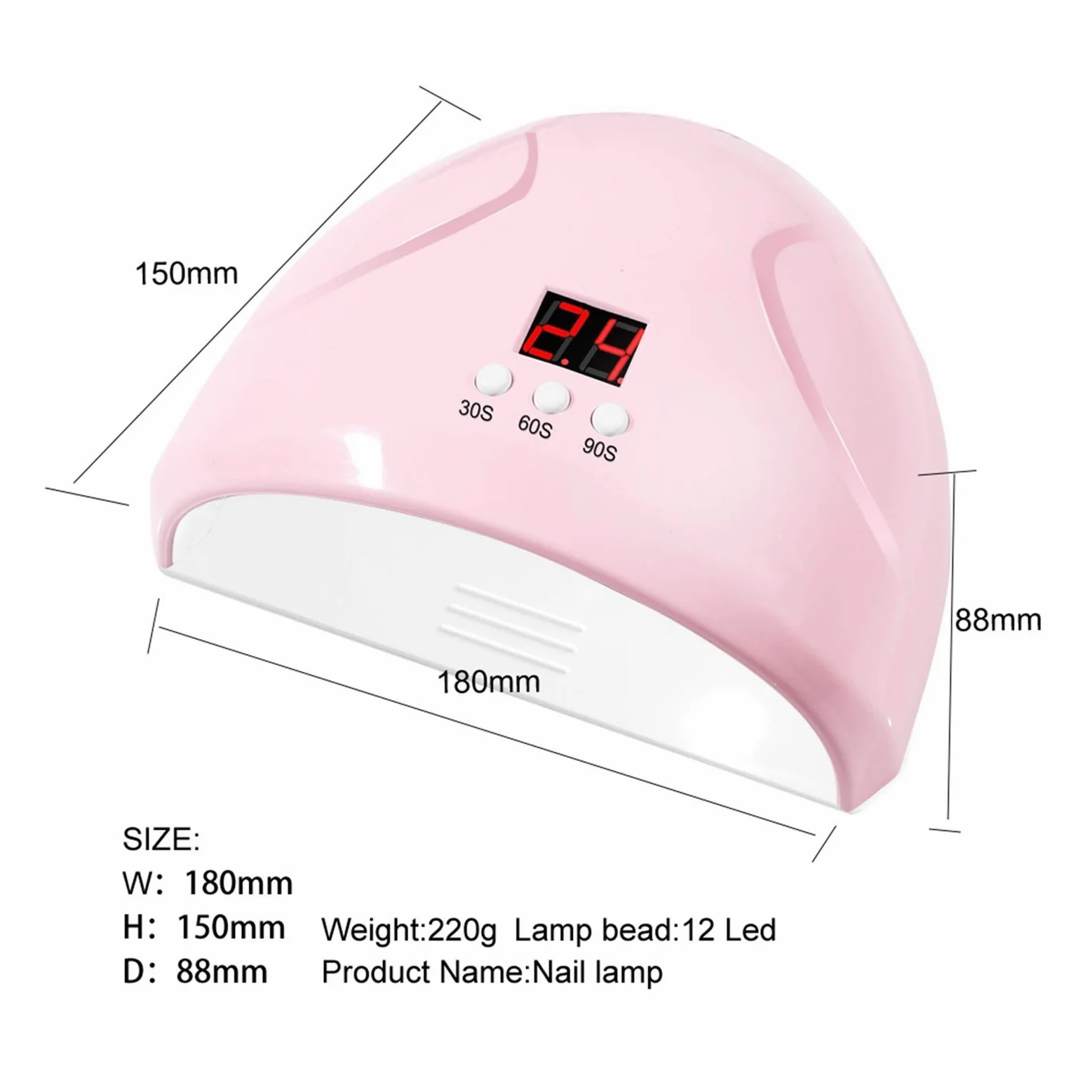Lampade per Unghie, Sensore Automatico for Lampada polimerizzante Gel Polygel da 36 W con 3 impostazioni di Timer e Display LCD for Il Conto alla rovescia(White)