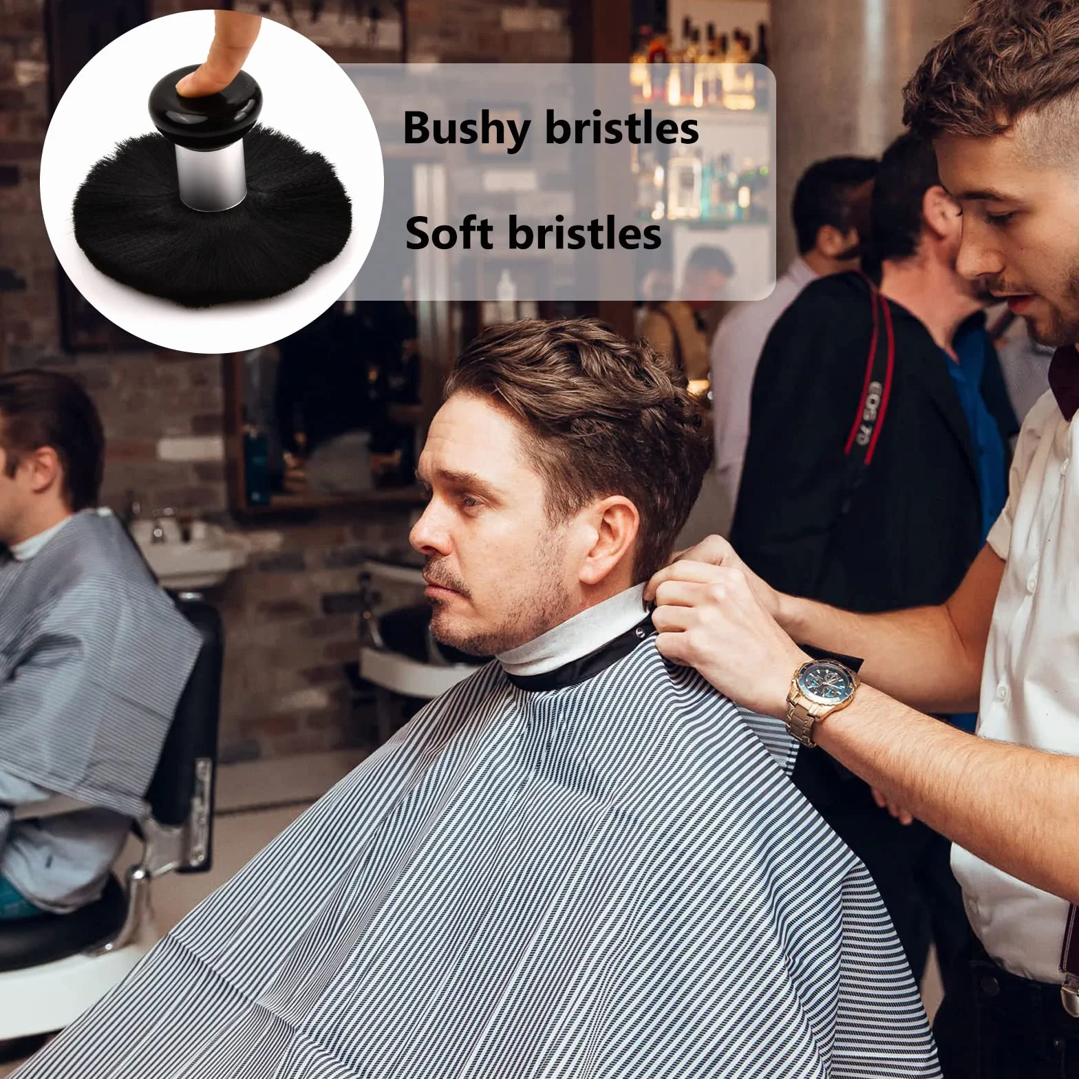 Pennello Parrucchiere Morbide Nailon Spazzole per il Collo del Parrucchiere per Togliere i Residui di Capelli Nero Barbiere Collo Spazzola Ideale Facilita Rimuovere i Capelli Dopo il Taglio