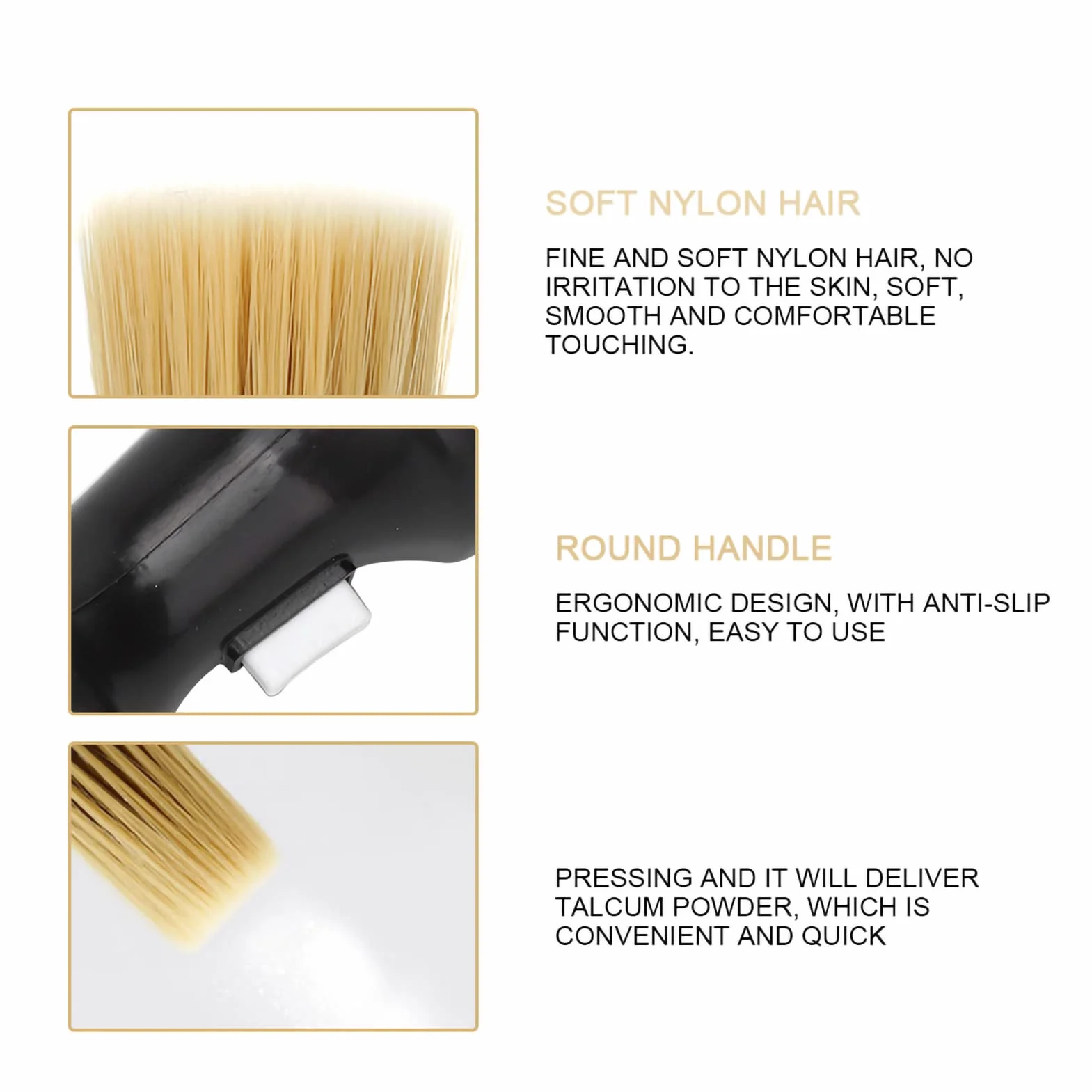 Pennelli per Collo, Spazzolino barbiere spolverino per capelli morbidi Spolverino per collo per parrucchiere Spazzola professionale per la pulizia della polvere soft hair brush(Nero)
