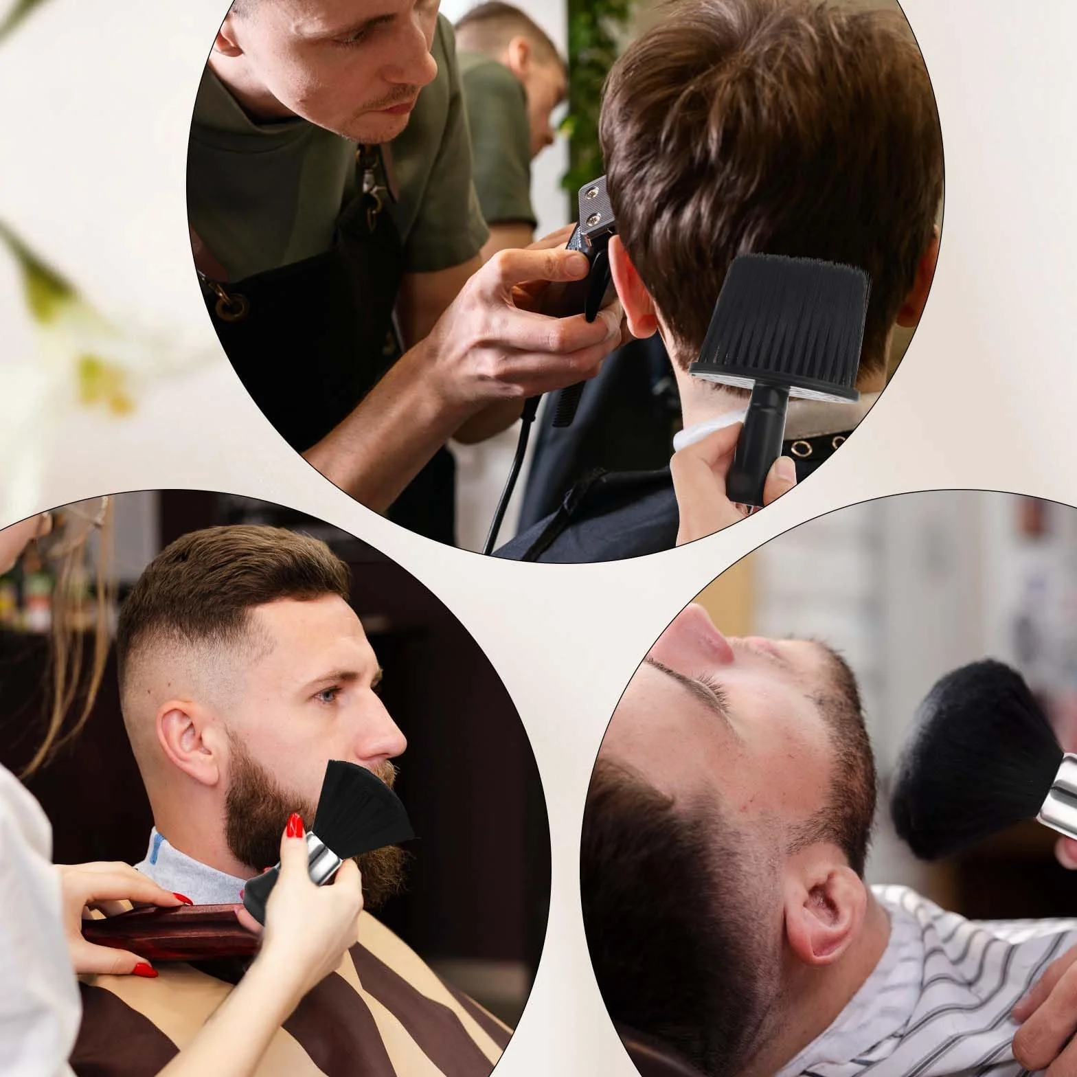 Pennello Parrucchiere,3 PCS Spazzole da Taglio per Capelli Set di Pennelli per il Collo Spazzola per il Collo per la Pulizia dei Capelli e la Rimozione Della Polvere Nel